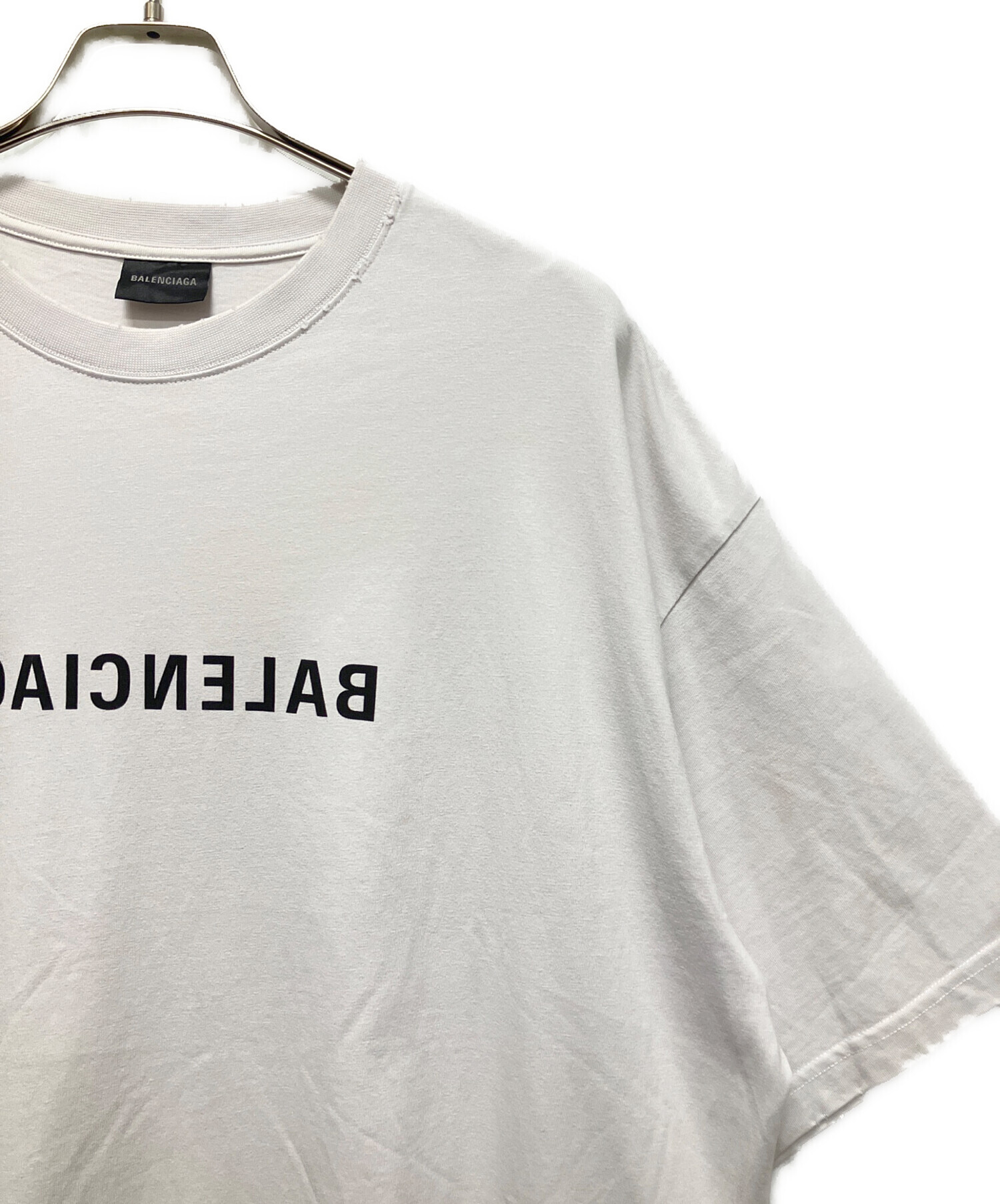 中古・古着通販】BALENCIAGA (バレンシアガ) ダメージ加工ロゴTシャツ