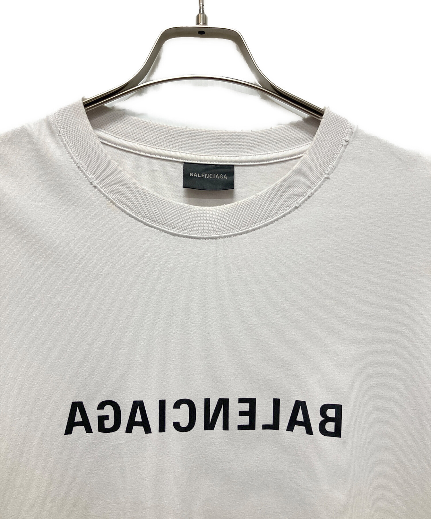 中古・古着通販】BALENCIAGA (バレンシアガ) ダメージ加工ロゴTシャツ