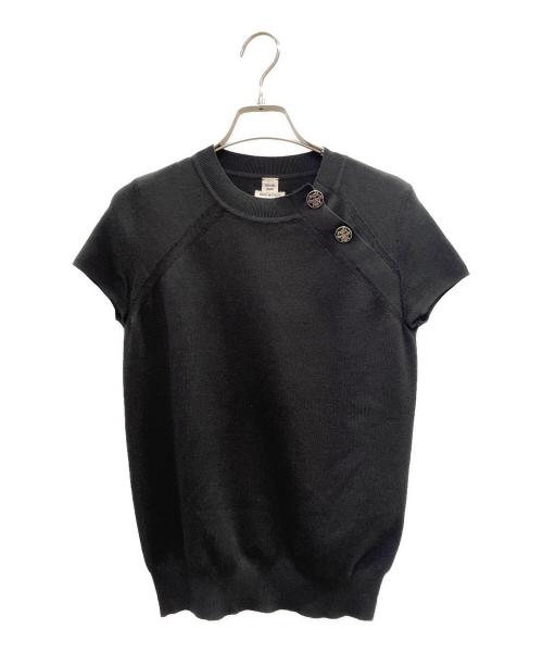 エルメス　半袖ニット　黒　今期物　新品 HERMES エルメス ニット 半袖ニット TORSADES 黒(Black) シルク44