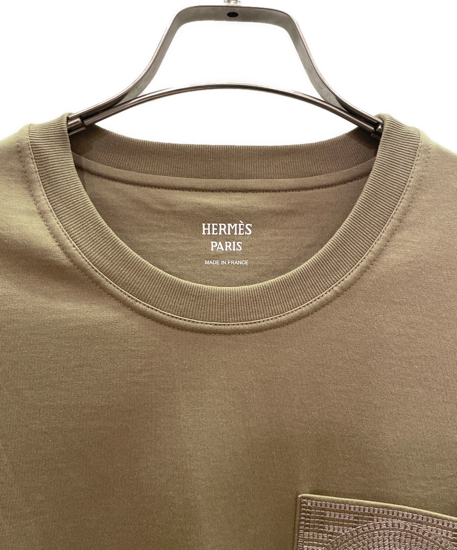 HERMES - HERMES(エルメス) 半袖Tシャツ サイズ36 S レディース新品同様  - 3H4614DL ブラウン クルーネック/刺繍 中古・古着通販】HERMES (エルメス) H-Mosaic Embroidered Pocket T