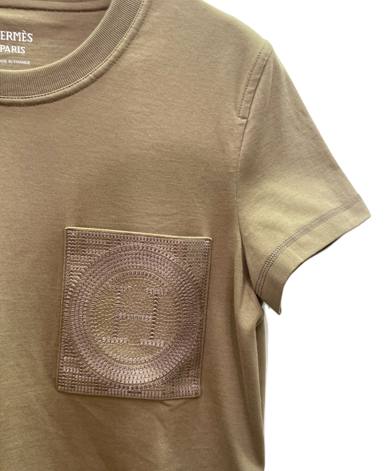 HERMES - HERMES エルメス カットソー モザイク 中古・古着通販】HERMES (エルメス) H-Mosaic Embroidered Pocket T