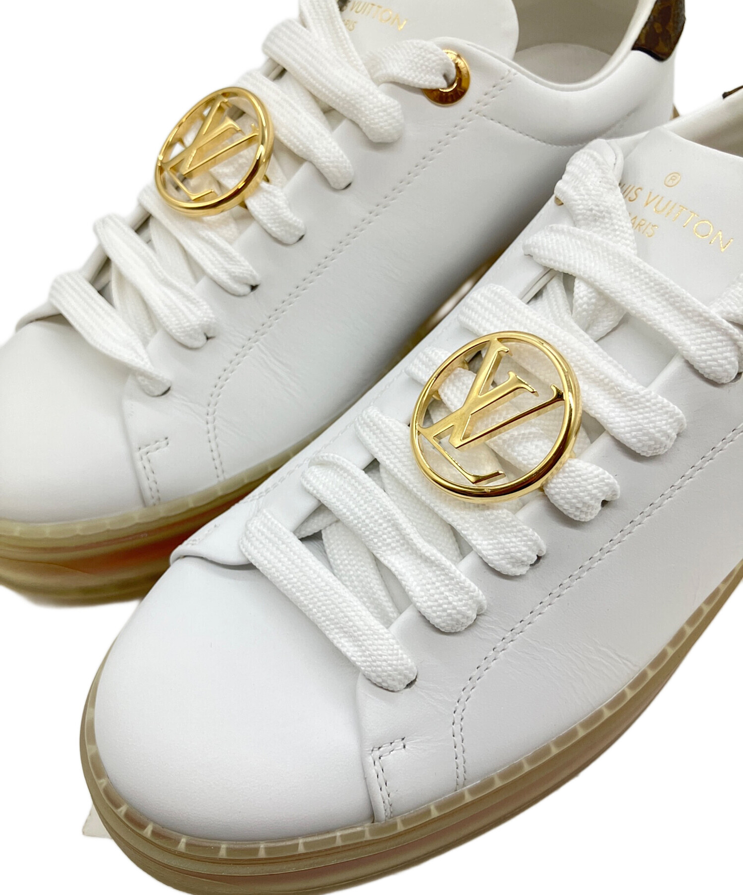 LOUIS VUITTON フロントロースニーカー ホワイト 中古・古着通販】LOUIS VUITTON (ルイ ヴィトン) フロント・ローライン