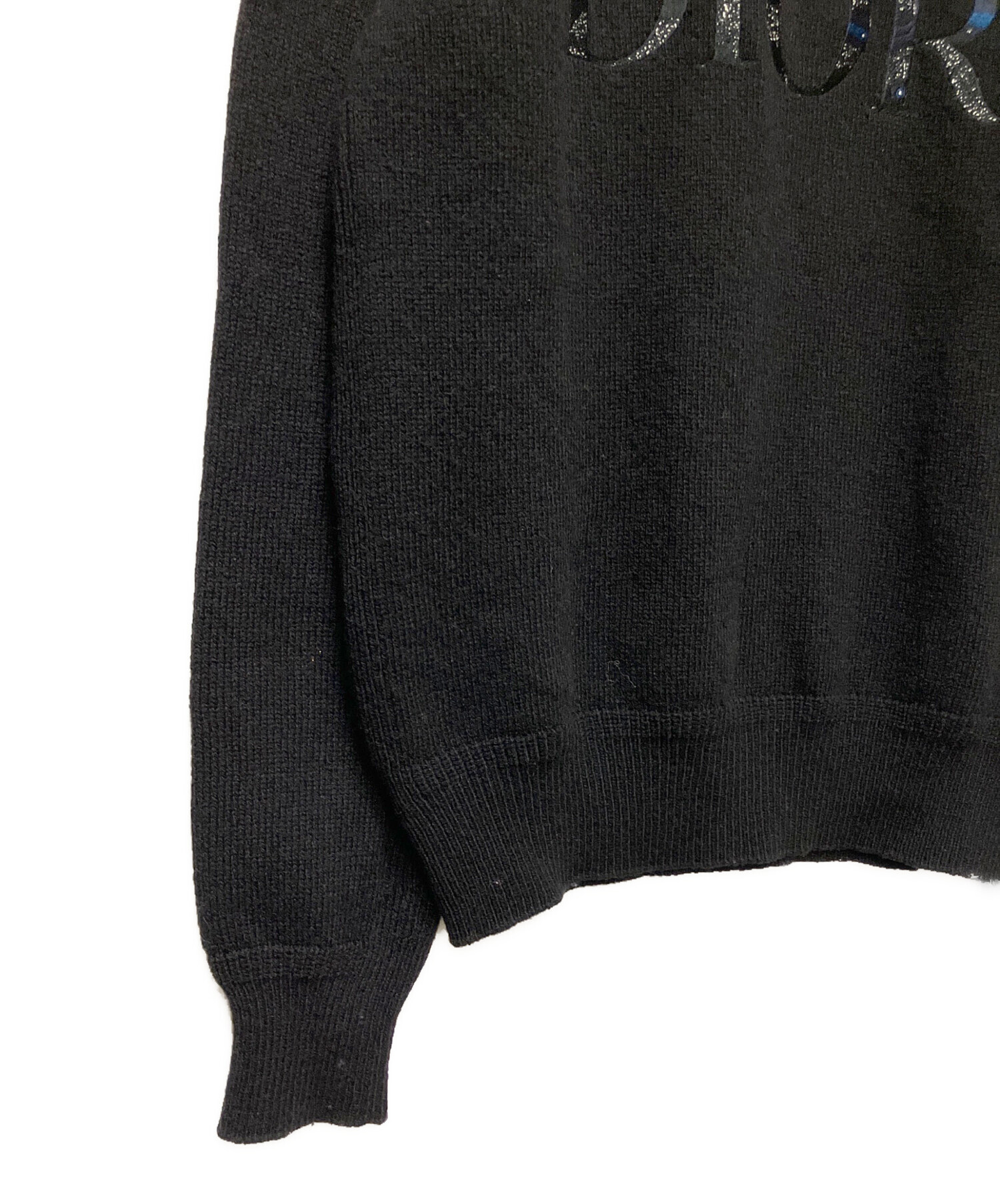 中古・古着通販】Dior (ディオール) ロゴ刺繍ウールニット ブラック