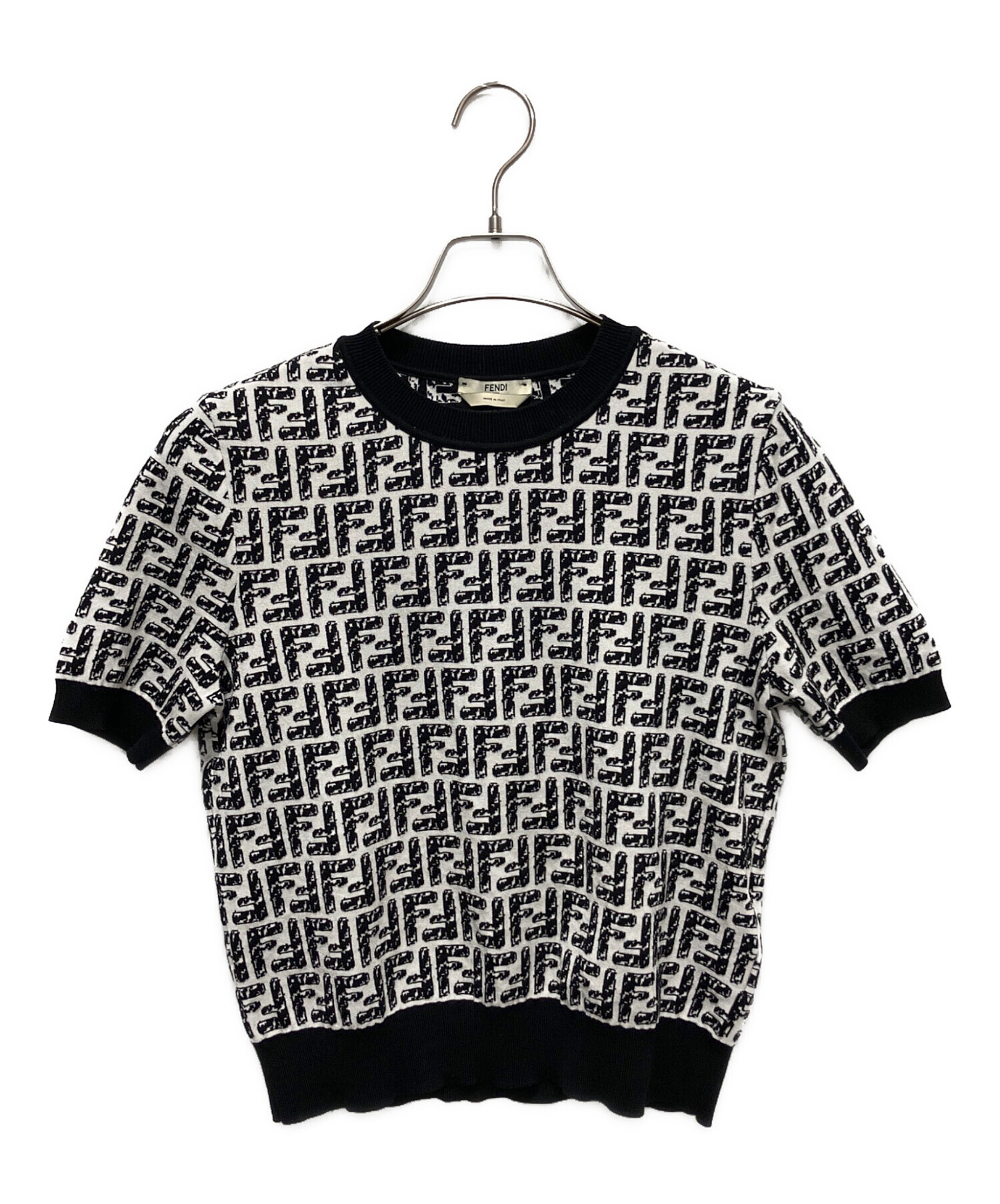 極美品✨ フェンディ ズッカ 半袖 ニット セーター　FF 楽天市場】フェンディ FENDI ニット 半袖 セーター FFロゴ ズッカ柄