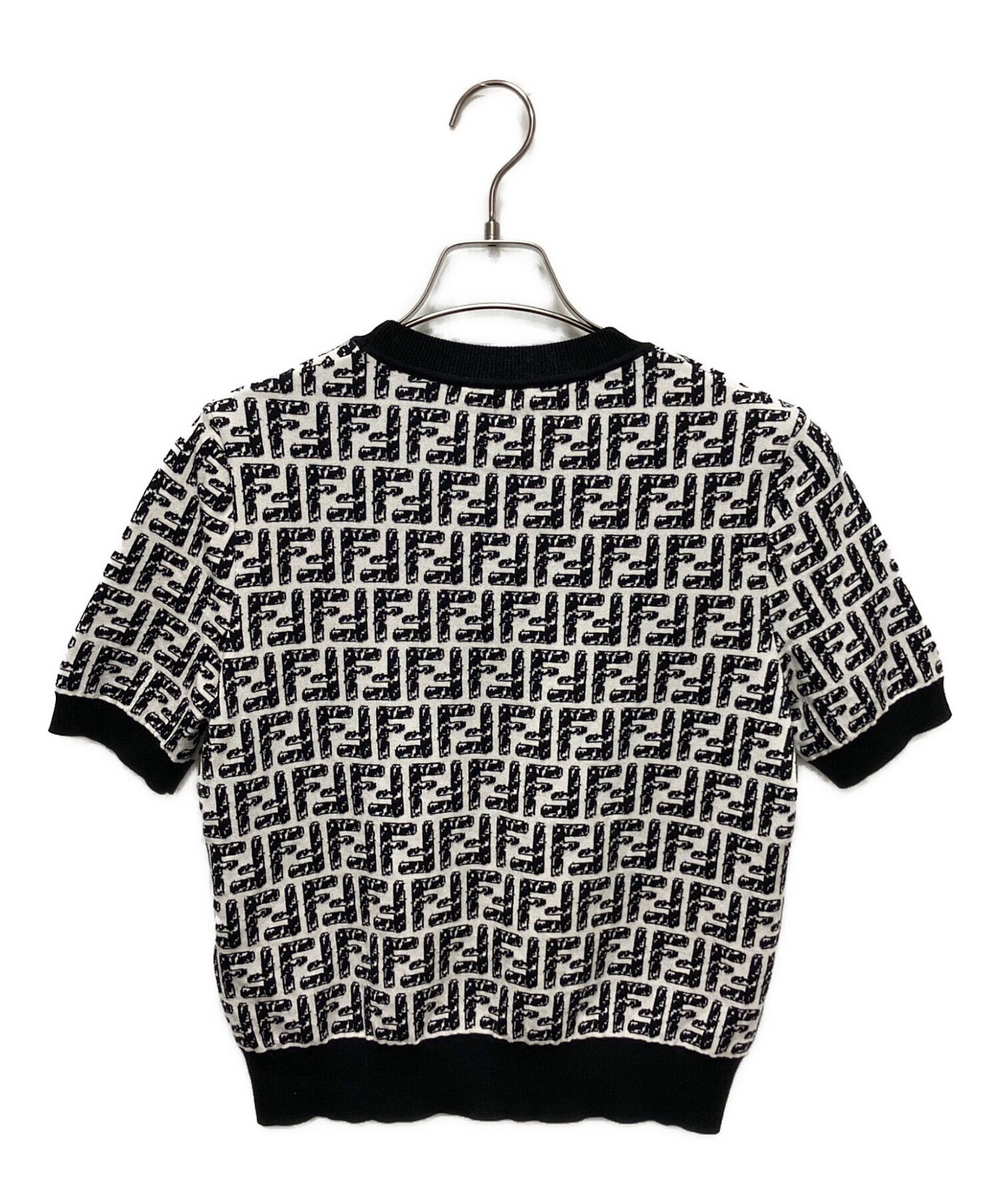 FENDI フェンディ ズッカ柄 ニット 半袖 ポロシャツ レディース 42 FENDI フェンディ ズッカ柄 ニット 半袖 ポロシャツ レディース 42
