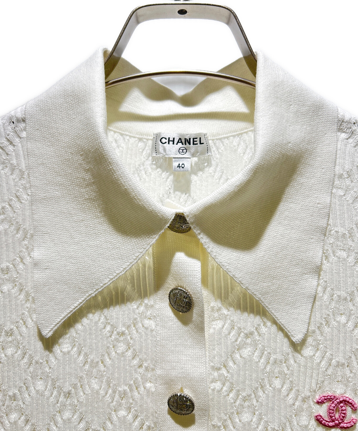 シャネル　正規品　ポロシャツ　ココマークボタン 中古・古着通販】CHANEL (シャネル) ココボタンニットポロシャツ