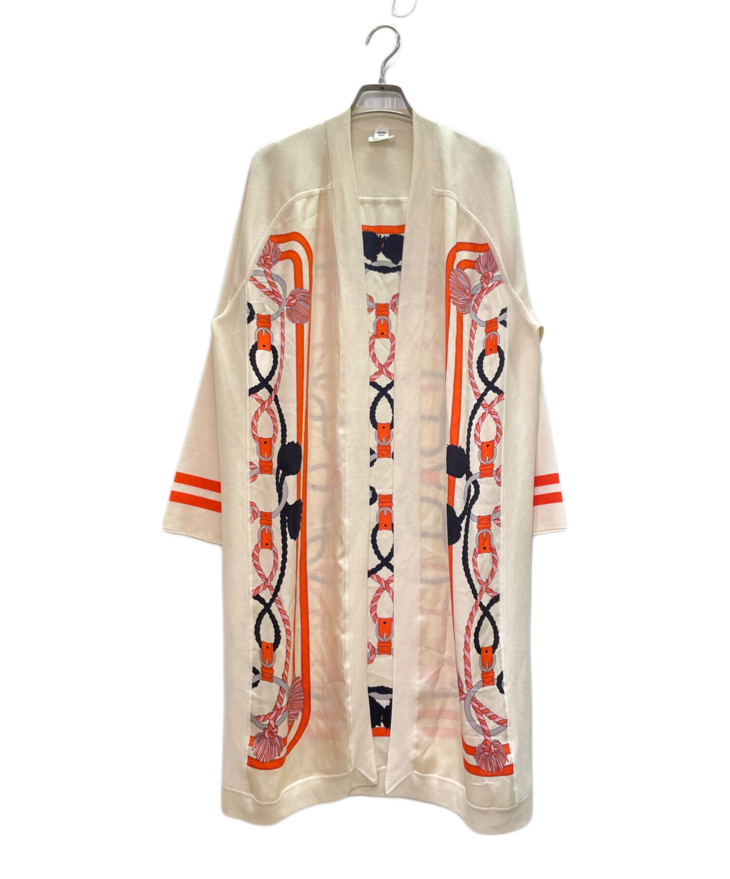 レア物　美品！　エルメス　シルク　ついレーヌ　カーディガン　カシミヤ　ベージュ系 レア物美品！エルメスシルクついレーヌカーディガンカシミヤベージュ系