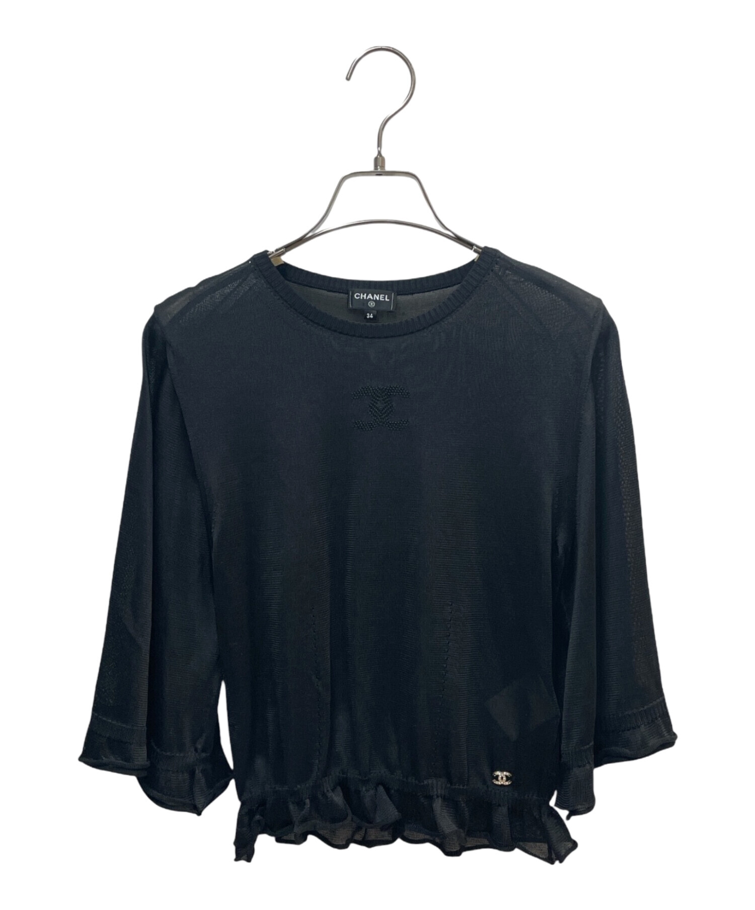 中古・古着通販】CHANEL (シャネル) ココマークニット ブラック サイズ 中古・古着通販】CHANEL (シャネル) ココマークニット ブラック サイズ