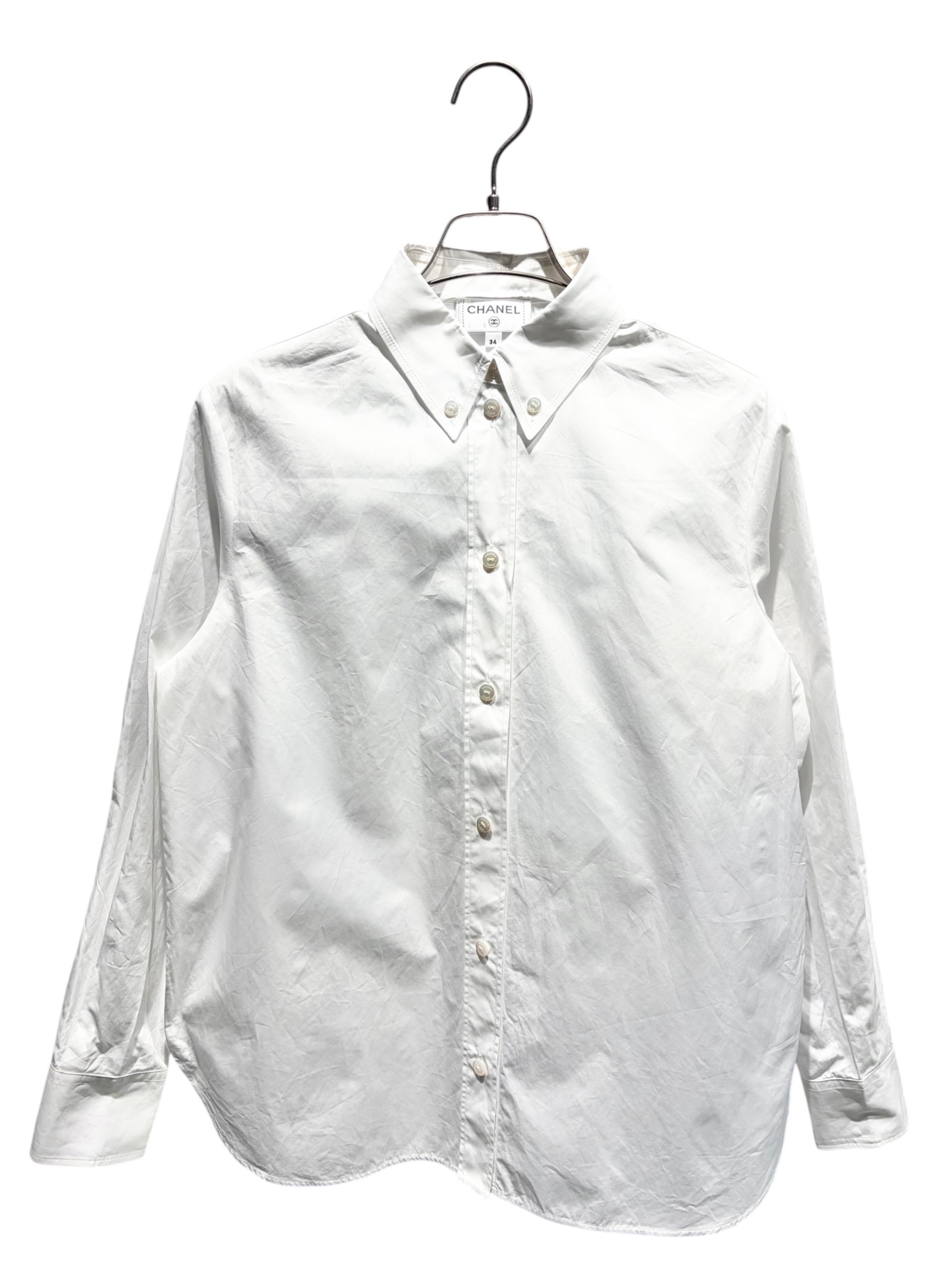 CHANEL シャネル マトラッセ ボタン シャツ ブラウス 中古・古着通販】CHANEL (シャネル) ボタンダウンシャツ ホワイト