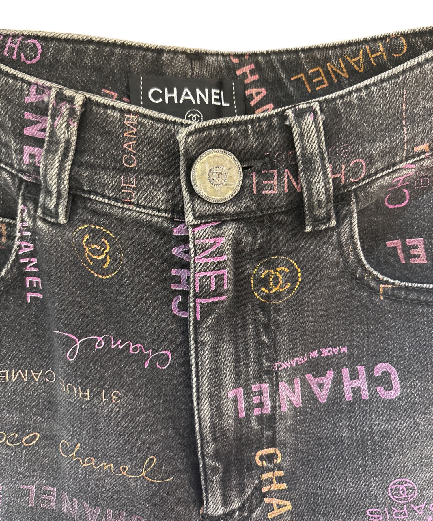 中古・古着通販】CHANEL (シャネル) ロゴプリントデニムパンツ