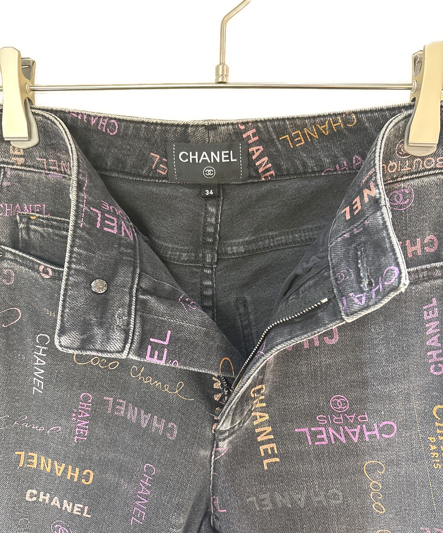 中古・古着通販】CHANEL (シャネル) ロゴプリントデニムパンツ