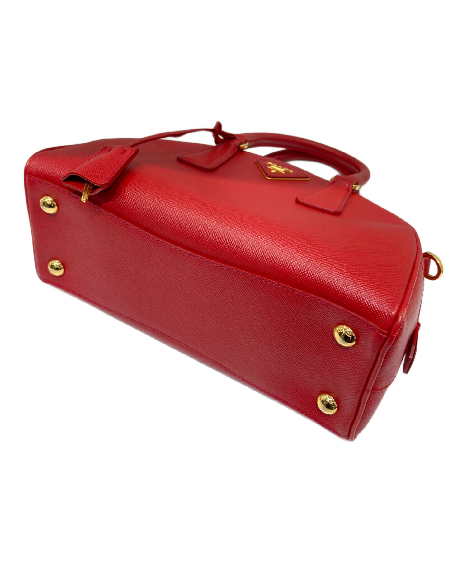 【中古】 PRADA プラダ BL0854 サフィアーノミニボストンバッグ 2Wayハンドバッグ レッド レディース 26002661 SA 中古・古着通販】PRADA (プラダ) Prada Saffiano Leather 2‑Way