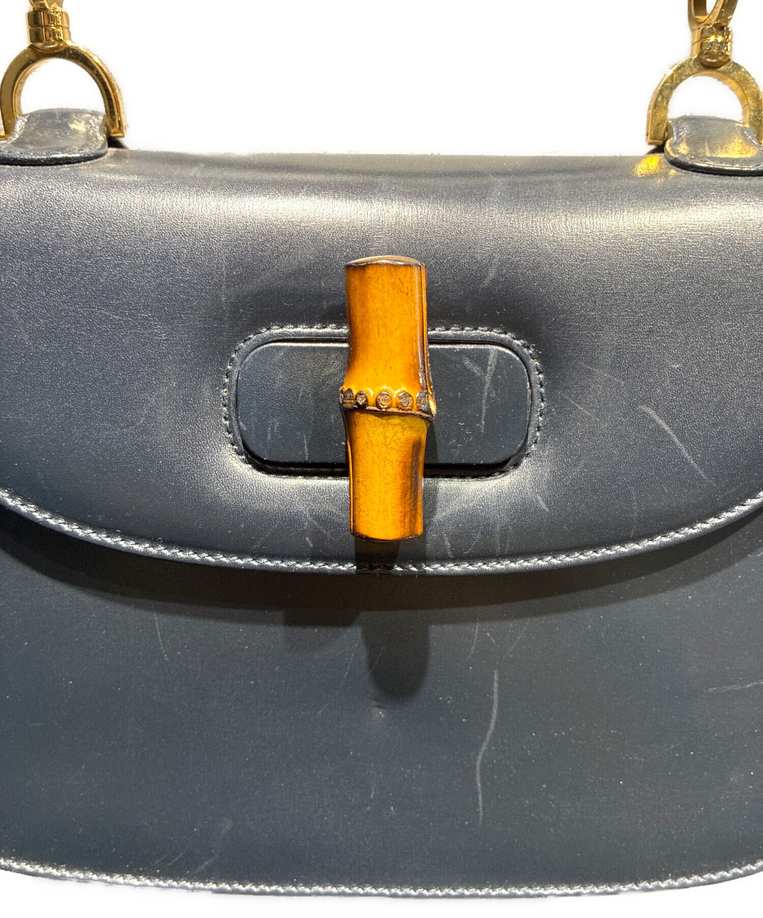 中古・古着通販】GUCCI (グッチ) バンブーハンドバッグ 0633 ブラック