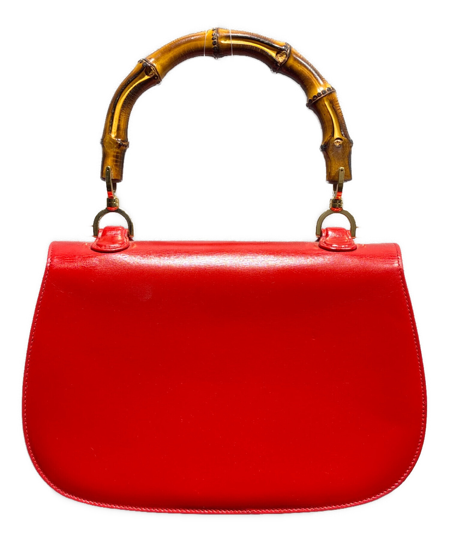 ☆ドリーム荒牧店☆GUCCI グッチ ハンドバッグ レッド　338965 中古・古着通販】GUCCI (グッチ) バンブーハンドルショルダーバッグ