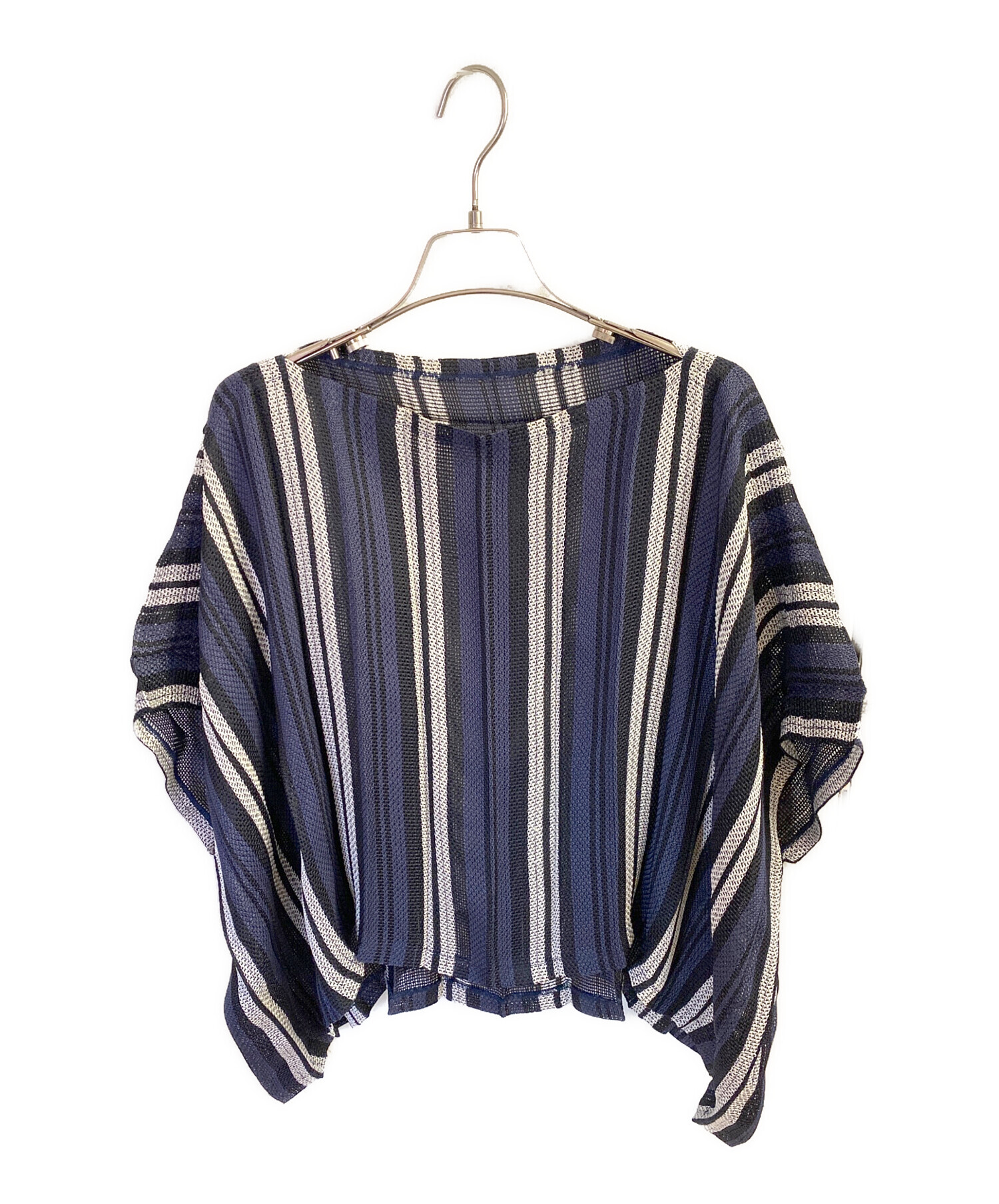 me イッセイミヤケ ♡ マルチストライプ プリーツカットソー トップス 中古・古着通販】me ISSEY MIYAKE (ミーイッセイ ミヤケ) ストライプ
