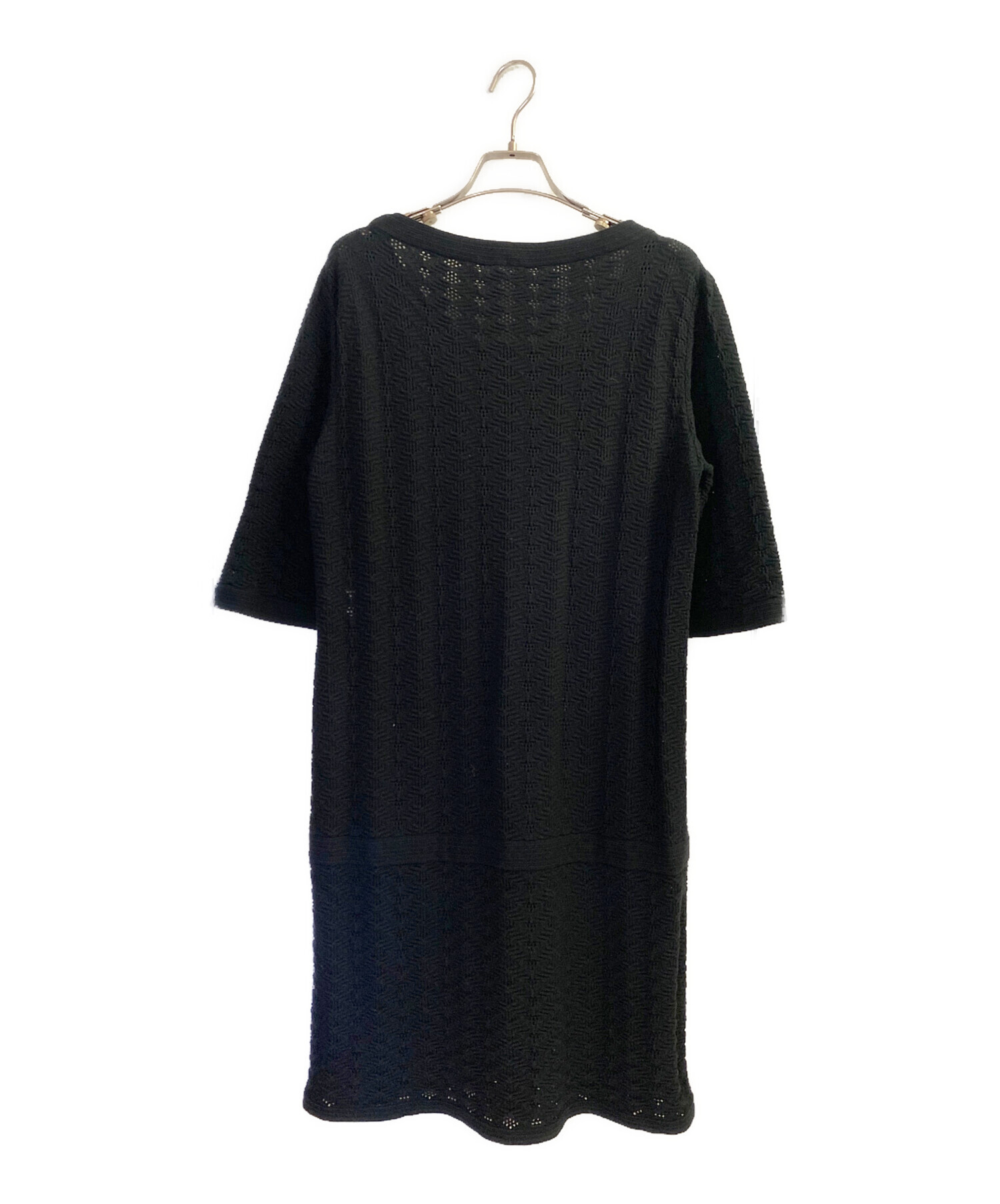 シャネル　正規品　ニットワンピース　ココ　ターンロック 中古・古着通販】CHANEL (シャネル) 七分丈ニットワンピース ブラック