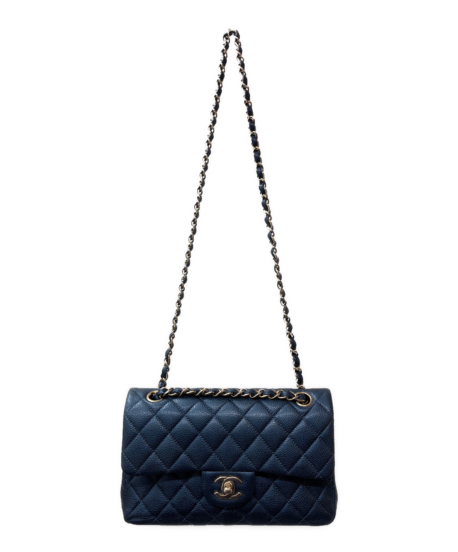 CHANEL シャネル ショルダーバッグ  紺 【古着】【中古】【送料無料】 中古・古着通販】CHANEL (シャネル) 巾着ショルダーバッグ ネイビー