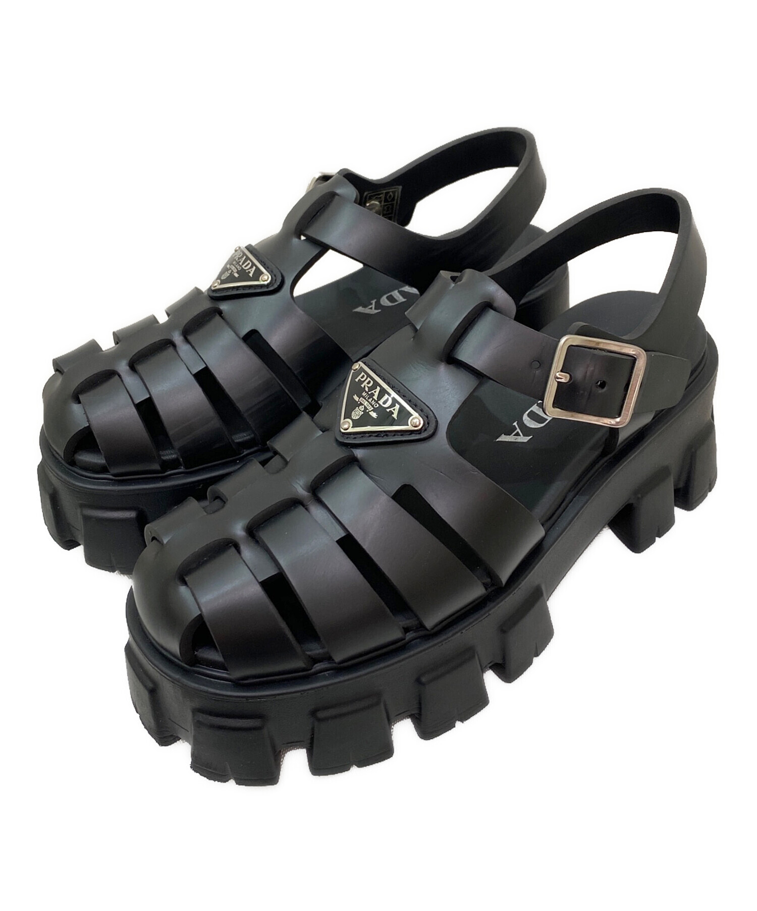 中古・古着通販】PRADA (プラダ) モノリスラバーサンダル ブラック