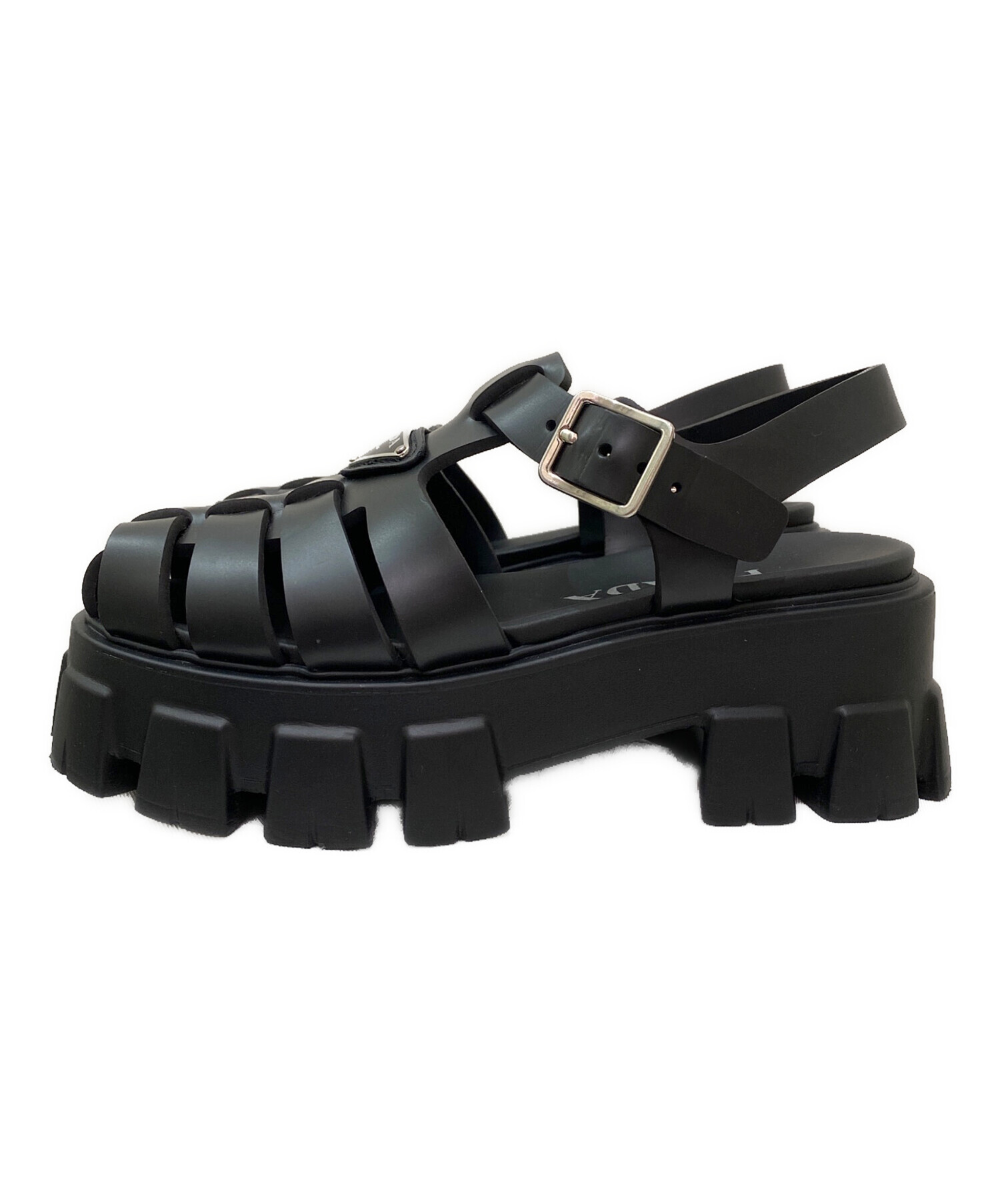 中古・古着通販】PRADA (プラダ) モノリスラバーサンダル ブラック