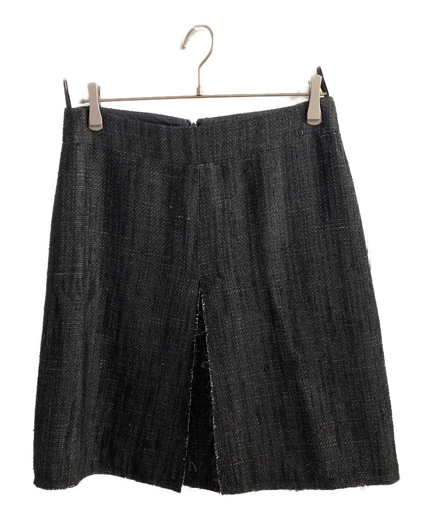 中古・古着通販】CHANEL (シャネル) ツイードスカート ブラック サイズ