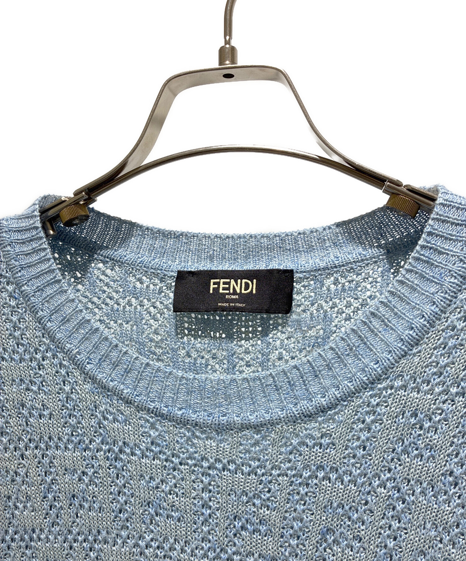 大人気！FENDI 半袖　ニット 中古・古着通販】FENDI (フェンディ) リネン混ズッカ半袖ニット