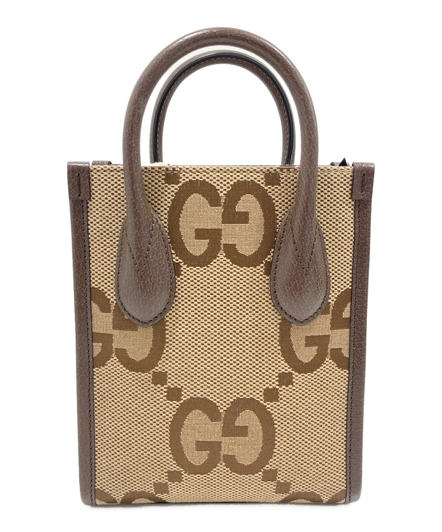 【値下げ】グッチ GG 2WAY ハンドバッグ キャンバス レディース ブラウン 中古・古着通販】GUCCI (グッチ) ジャンボGGキャンバス 2WAYバッグ