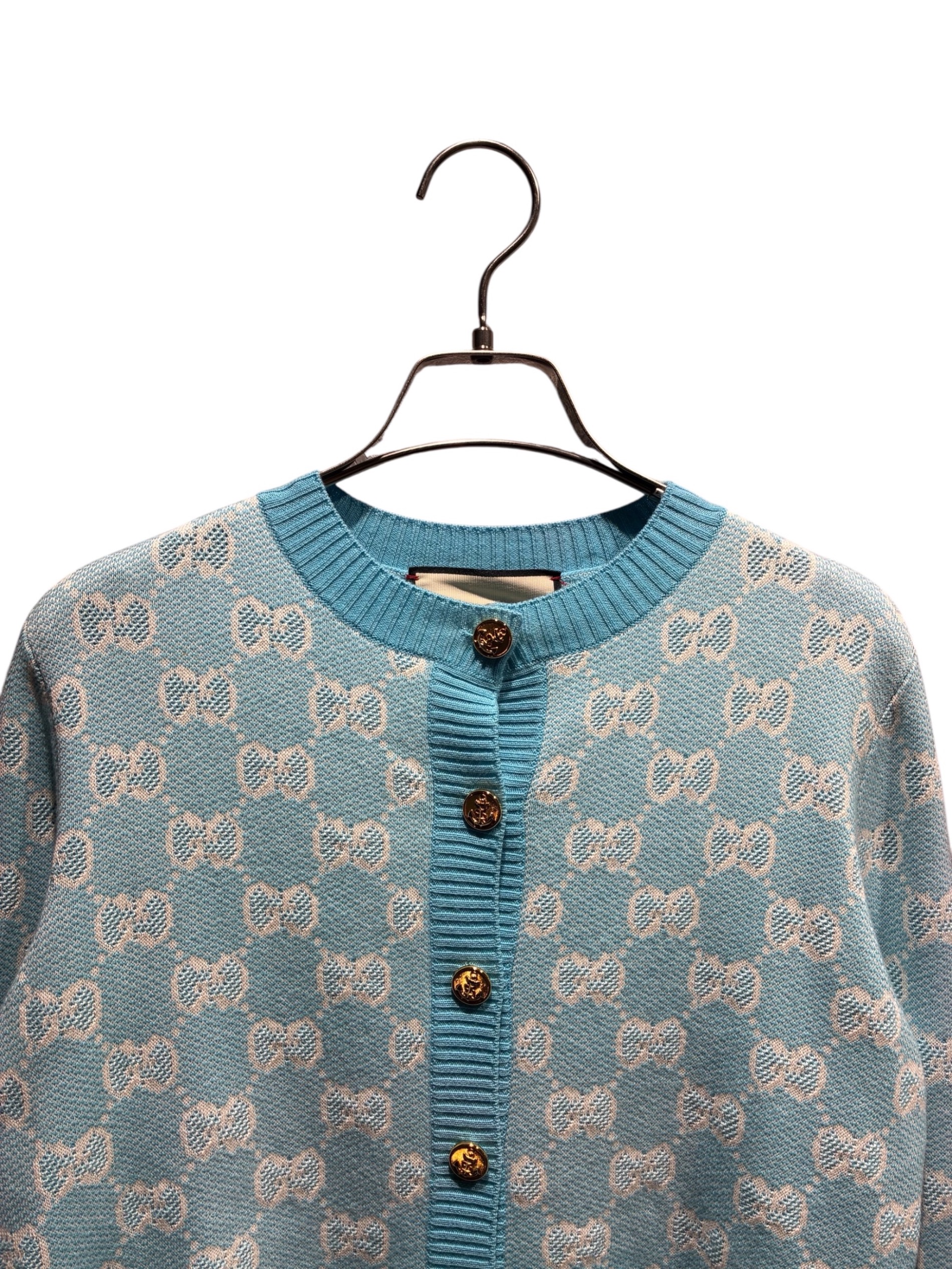 中古・古着通販】GUCCI (グッチ) GGジャガードカーディガン スカイ