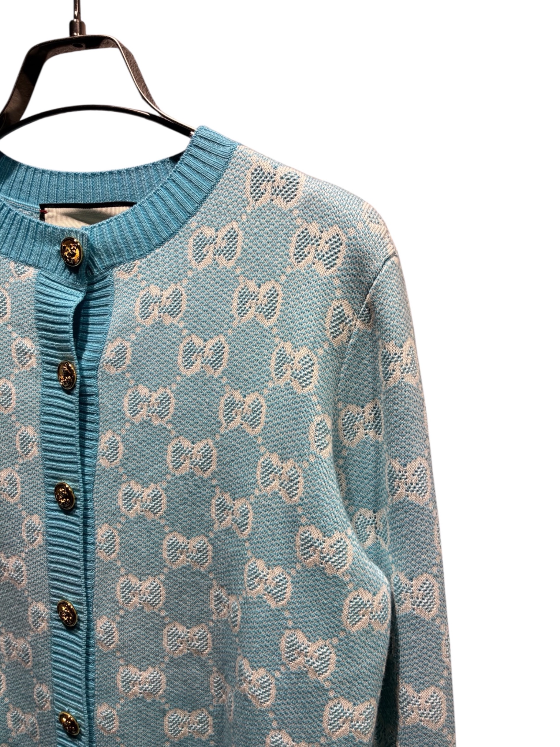 中古・古着通販】GUCCI (グッチ) GGジャガードカーディガン スカイ