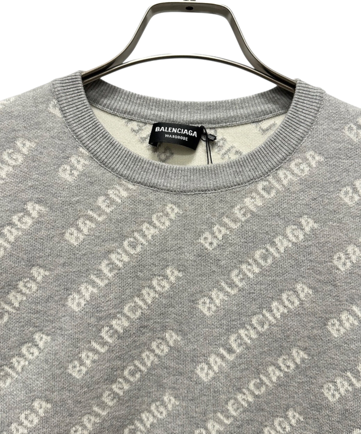 BALENCIAGA ロゴニットセーター XS グレー 中古・古着通販】BALENCIAGA (バレンシアガ) ロゴニット 702952 グレー