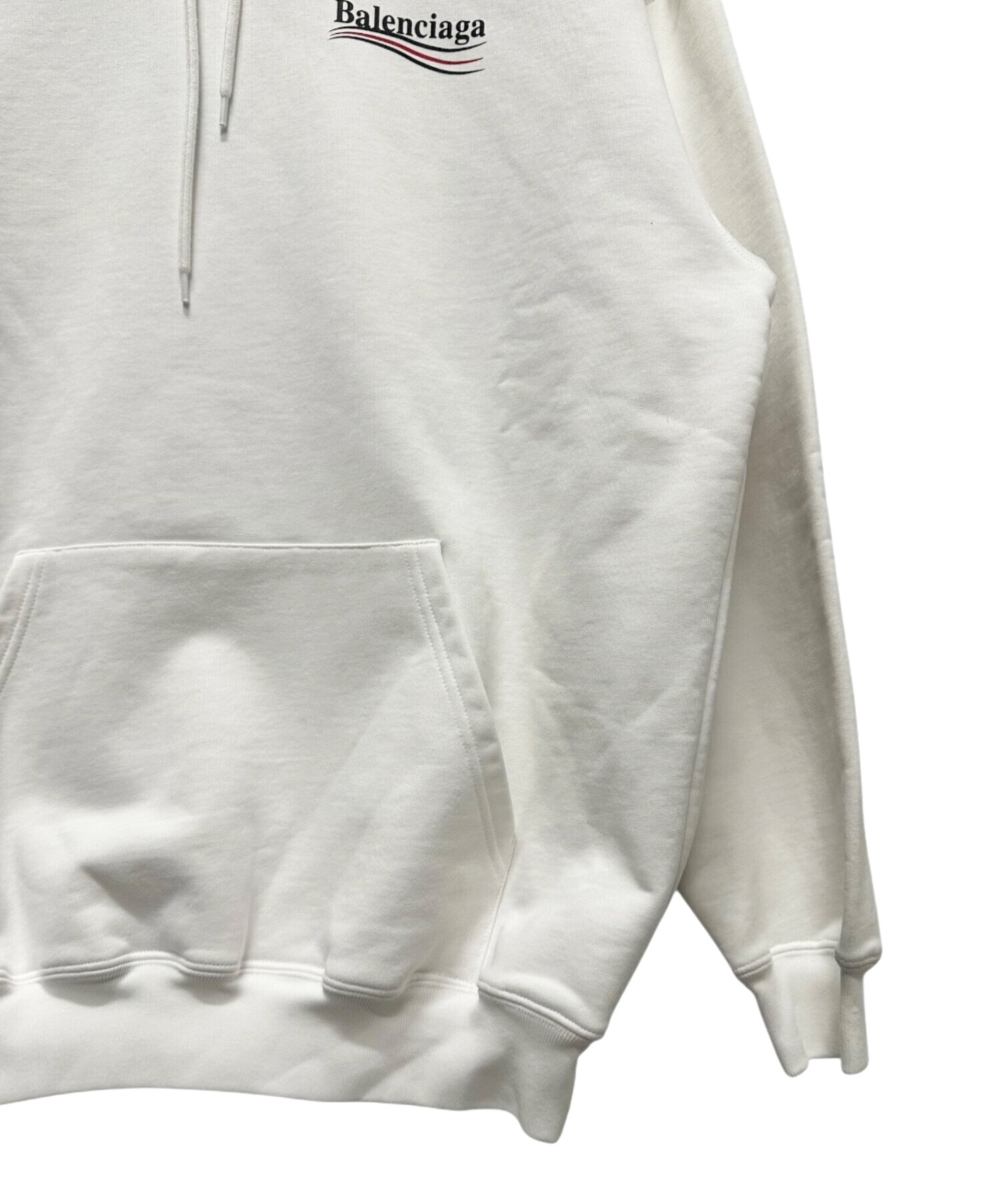 【美品】BALENCIAGA ホワイト パーカー 中古・古着通販】BALENCIAGA (バレンシアガ) キャンペーンロゴパーカー