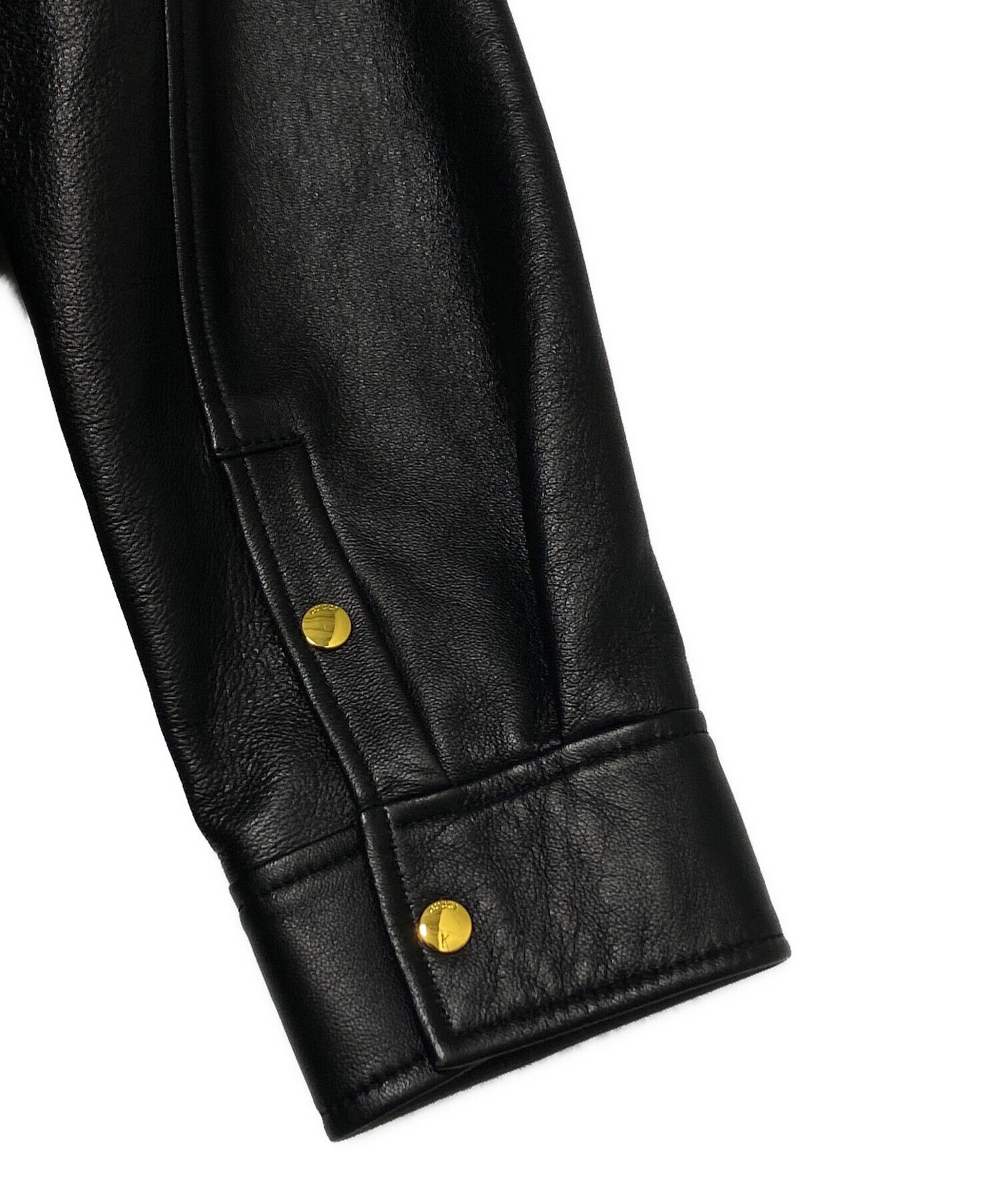 中古・古着通販】GUCCI (グッチ) Embossed Logo Leather Shirt Jacket