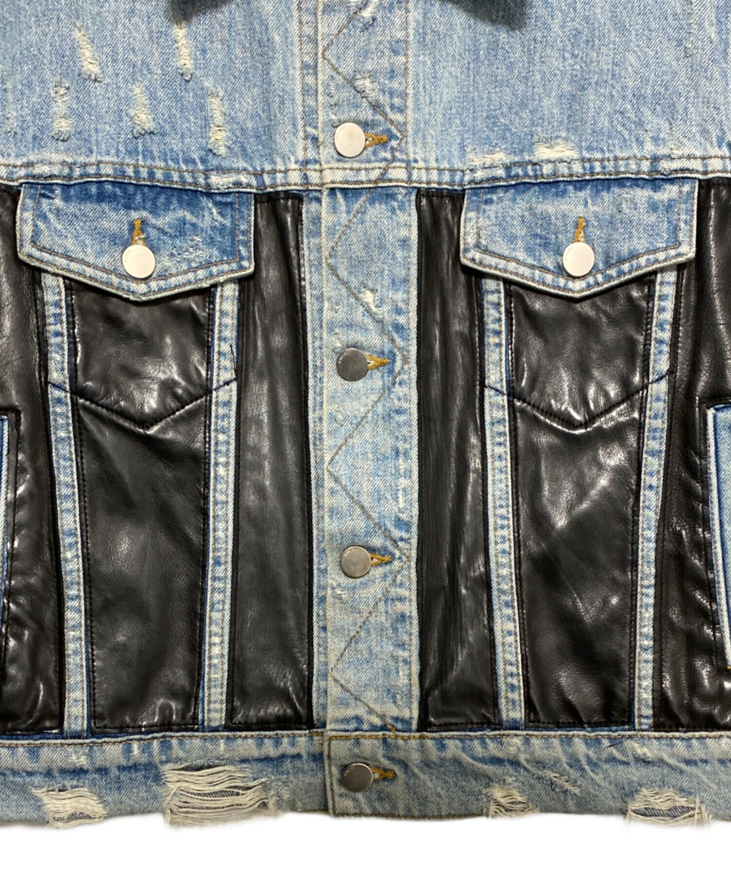 中古・古着通販】AMIRI (アミリ) レザー切替デニムジャケット サイズ