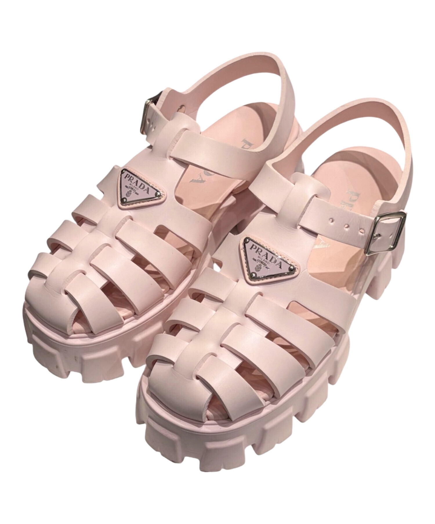 PRADA ✨未使用✨モノリスラバーサンダル 中古・古着通販】PRADA (プラダ) モノリス ラバー サンダル ピンク