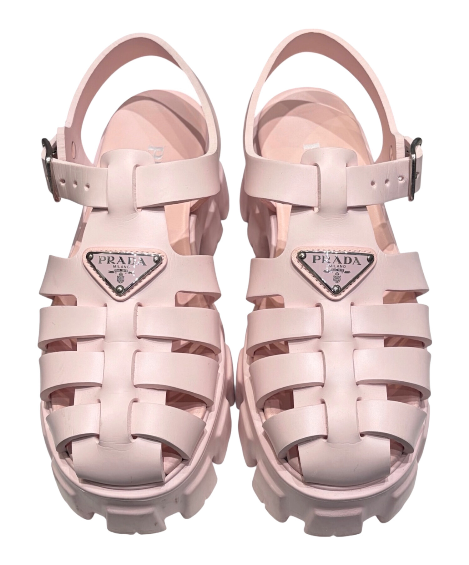 本日限定値下げPRADA モノリス サンダル 37 ピンク 美品 ラバー 中古・古着通販】PRADA (プラダ) モノリス ラバー サンダル ピンク
