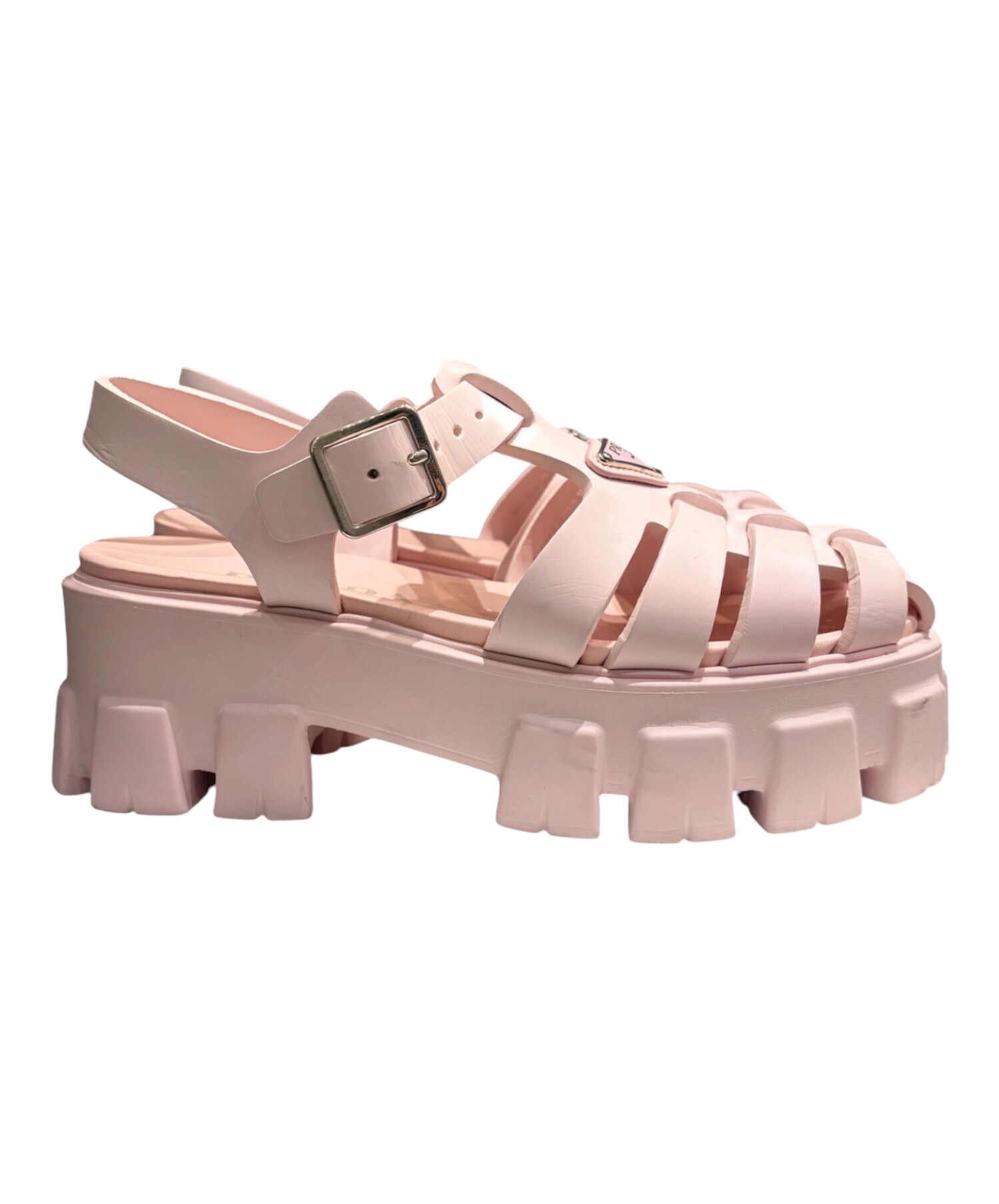中古・古着通販】PRADA (プラダ) モノリス ラバー サンダル ピンク