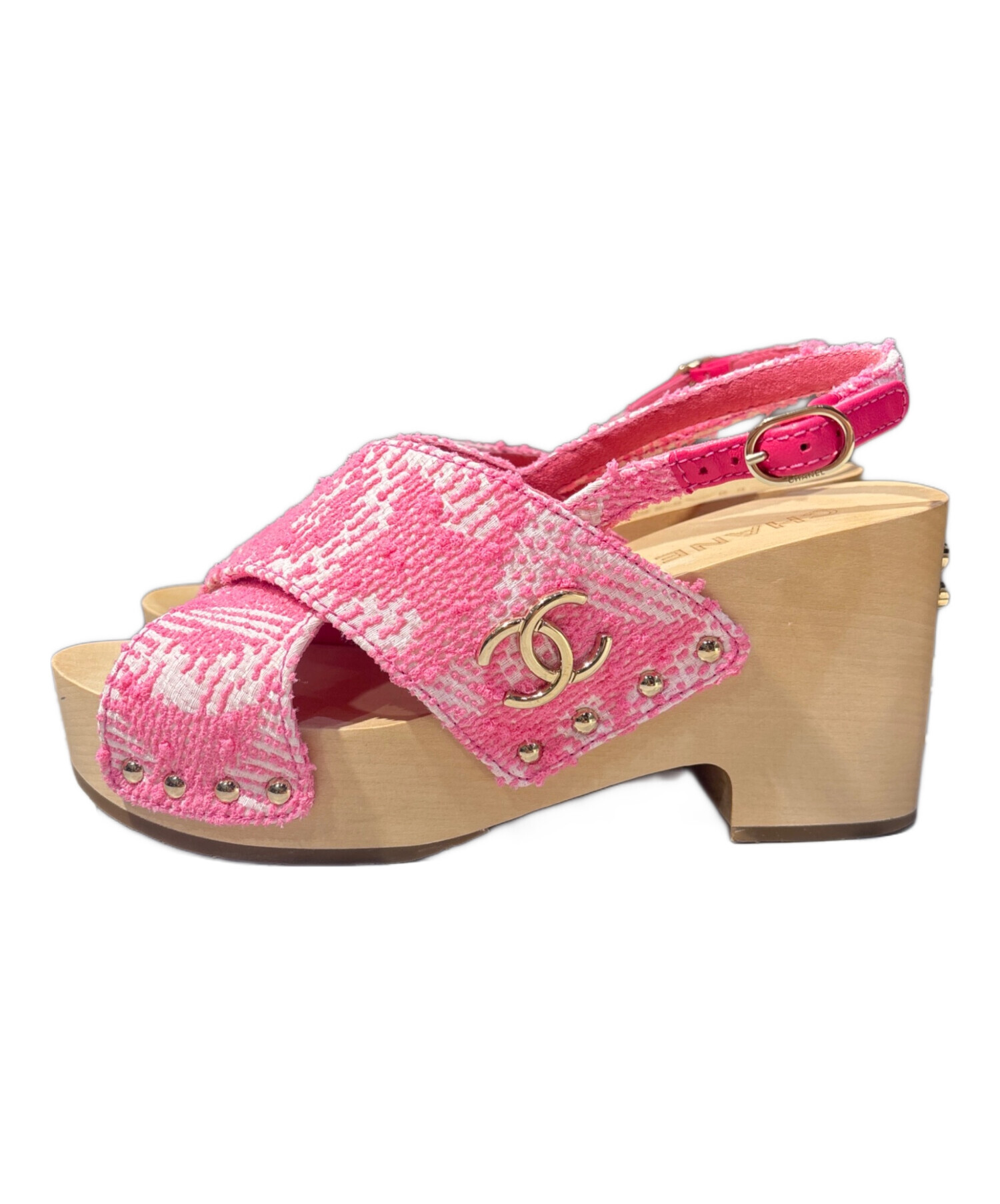 CHANELベビーピンク　 ウェッジソール サンダル 36 中古・古着通販】CHANEL (シャネル) Pink Wood wedge Sandals/ウッド