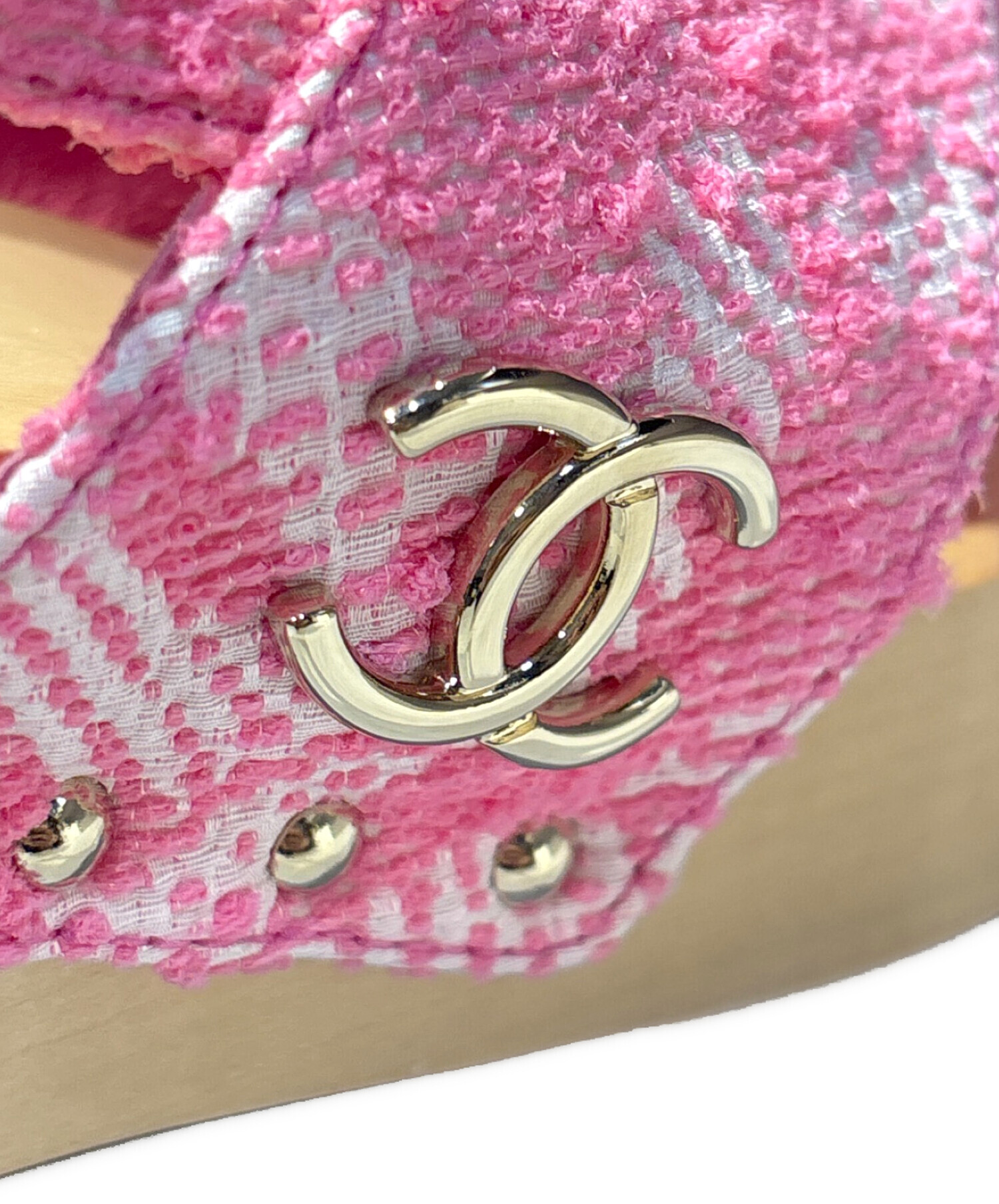 CHANEL シューズ 37サイズ 24cm ピンク 美品 中古・古着通販】CHANEL (シャネル) Pink Wood wedge Sandals/ウッド