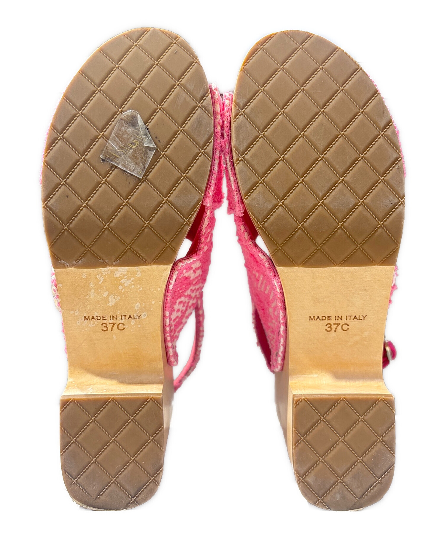 CHANEL サンダル ウッドソール ココマーク ピンク　37 シャネルロゴ 中古・古着通販】CHANEL (シャネル) Pink Wood wedge Sandals/ウッド