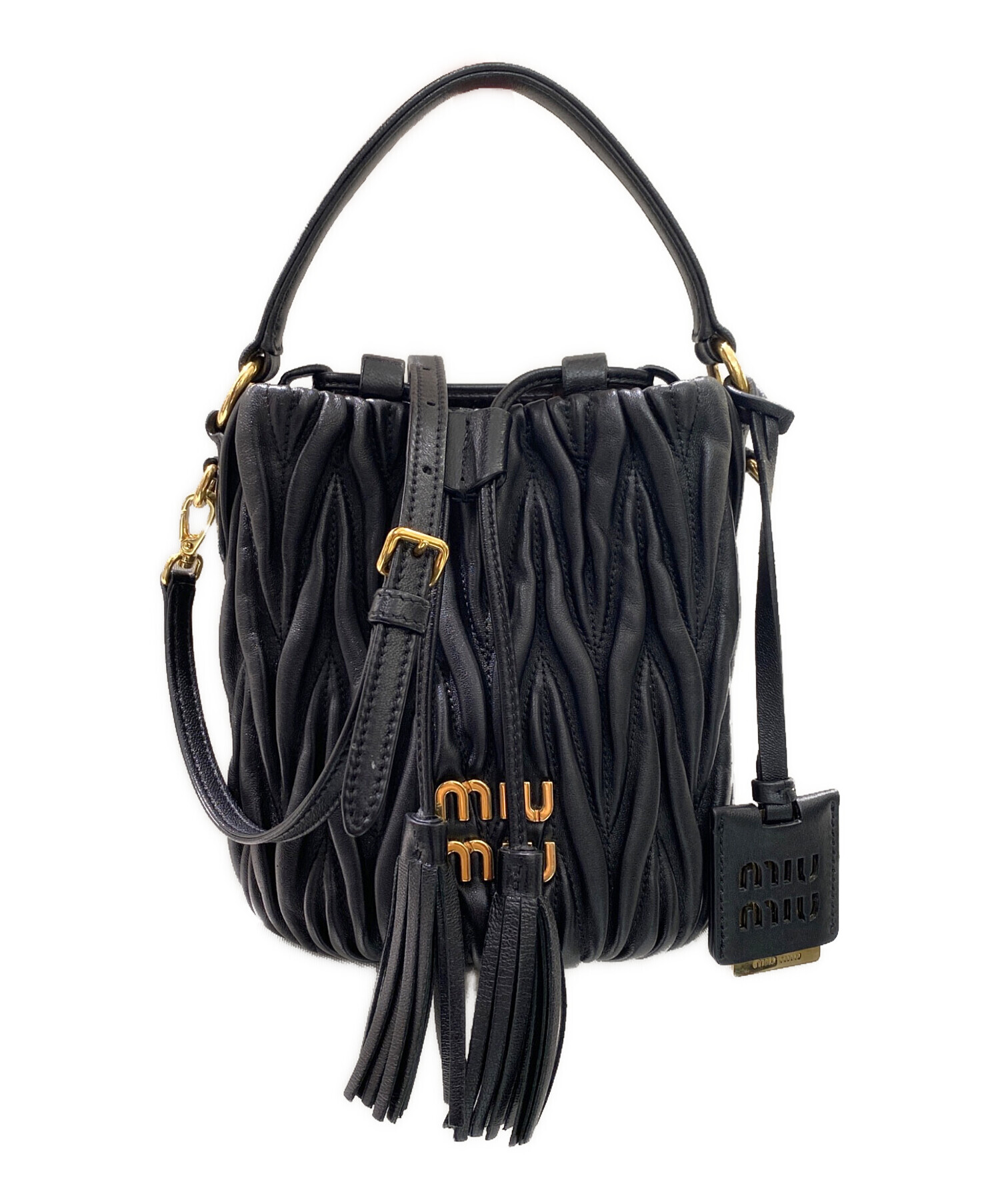 中古・古着通販】MIU MIU (ミュウミュウ) ミニバケットバッグ ブラック 