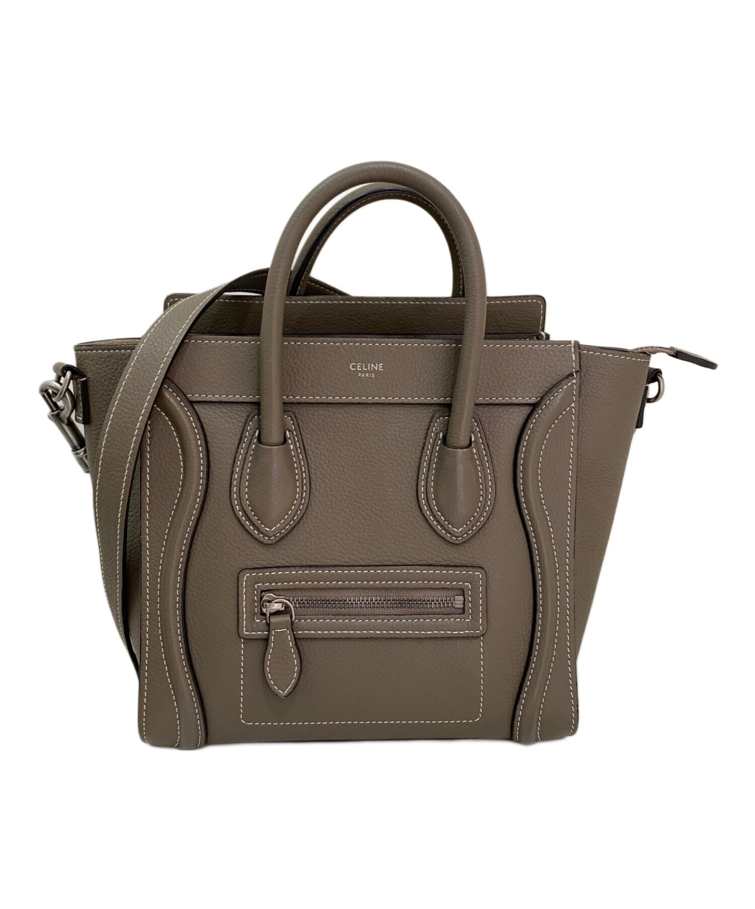 【希少】セリーヌ CELINE ラゲージナノショッパー バイカラー 旧ロゴ 中古・古着通販】CELINE (セリーヌ) ラゲージ ナノショッパー