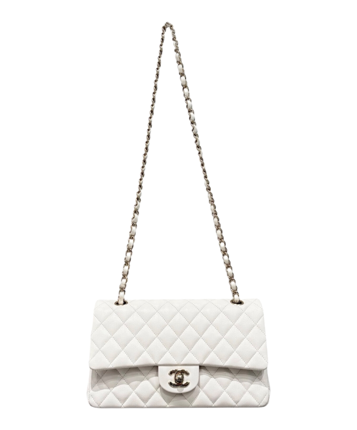 シャネル マトラッセ エナメル ホワイト 25 中古・古着通販】CHANEL (シャネル) マトラッセ 25 ホワイト サイズ:25