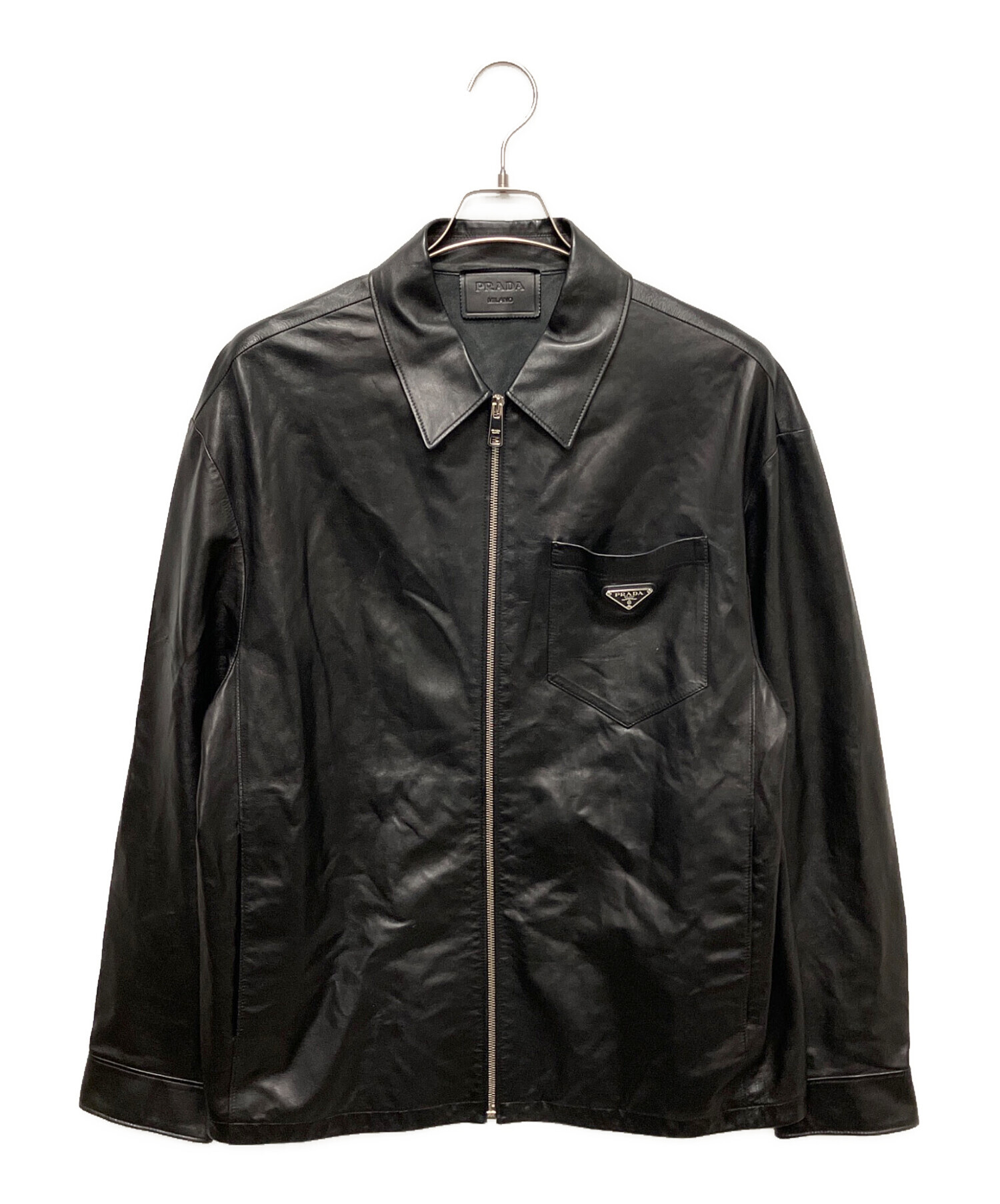 中古・古着通販】PRADA (プラダ) レザージップアップジャケット UPW412