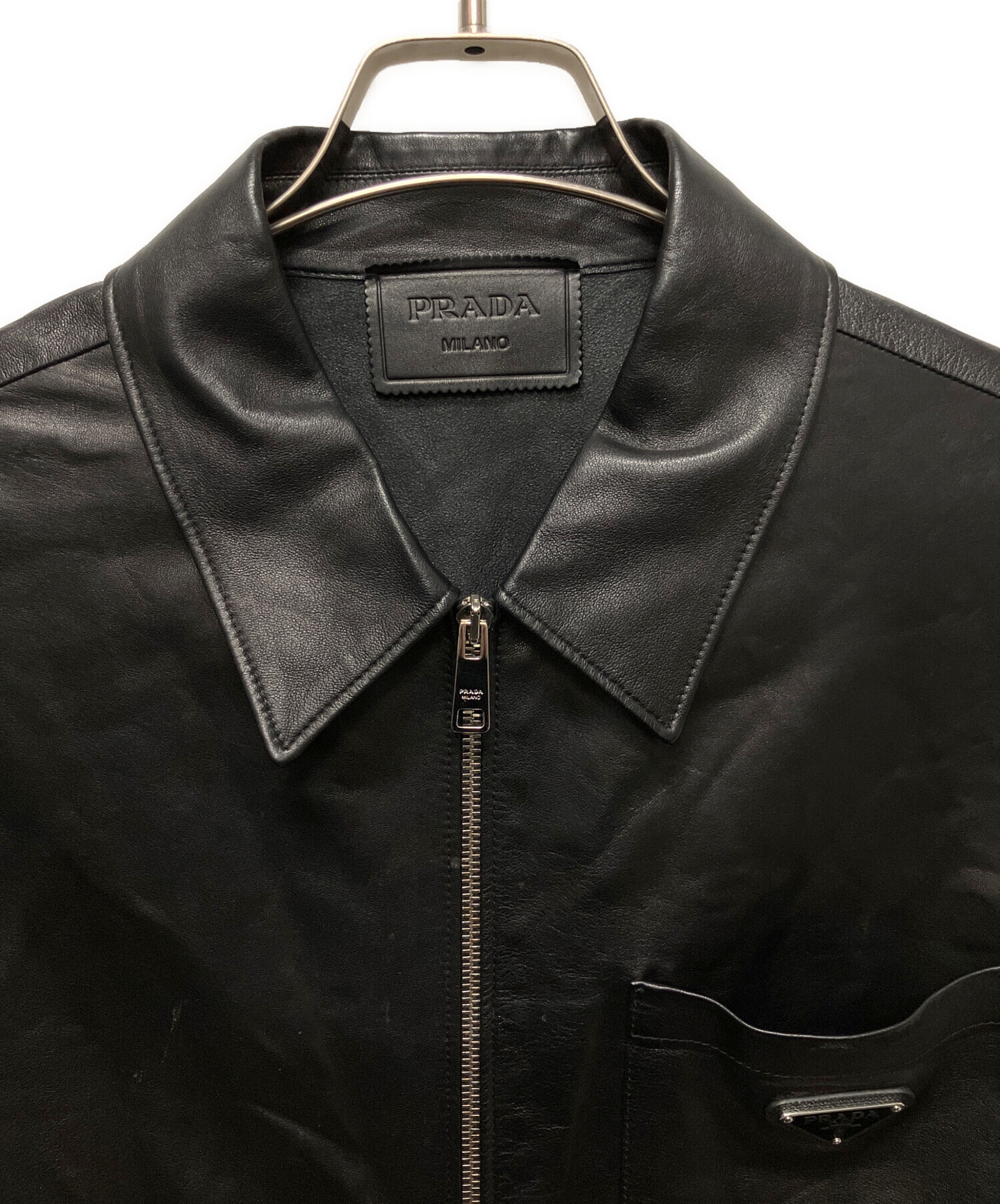 中古・古着通販】PRADA (プラダ) レザージップアップジャケット UPW412