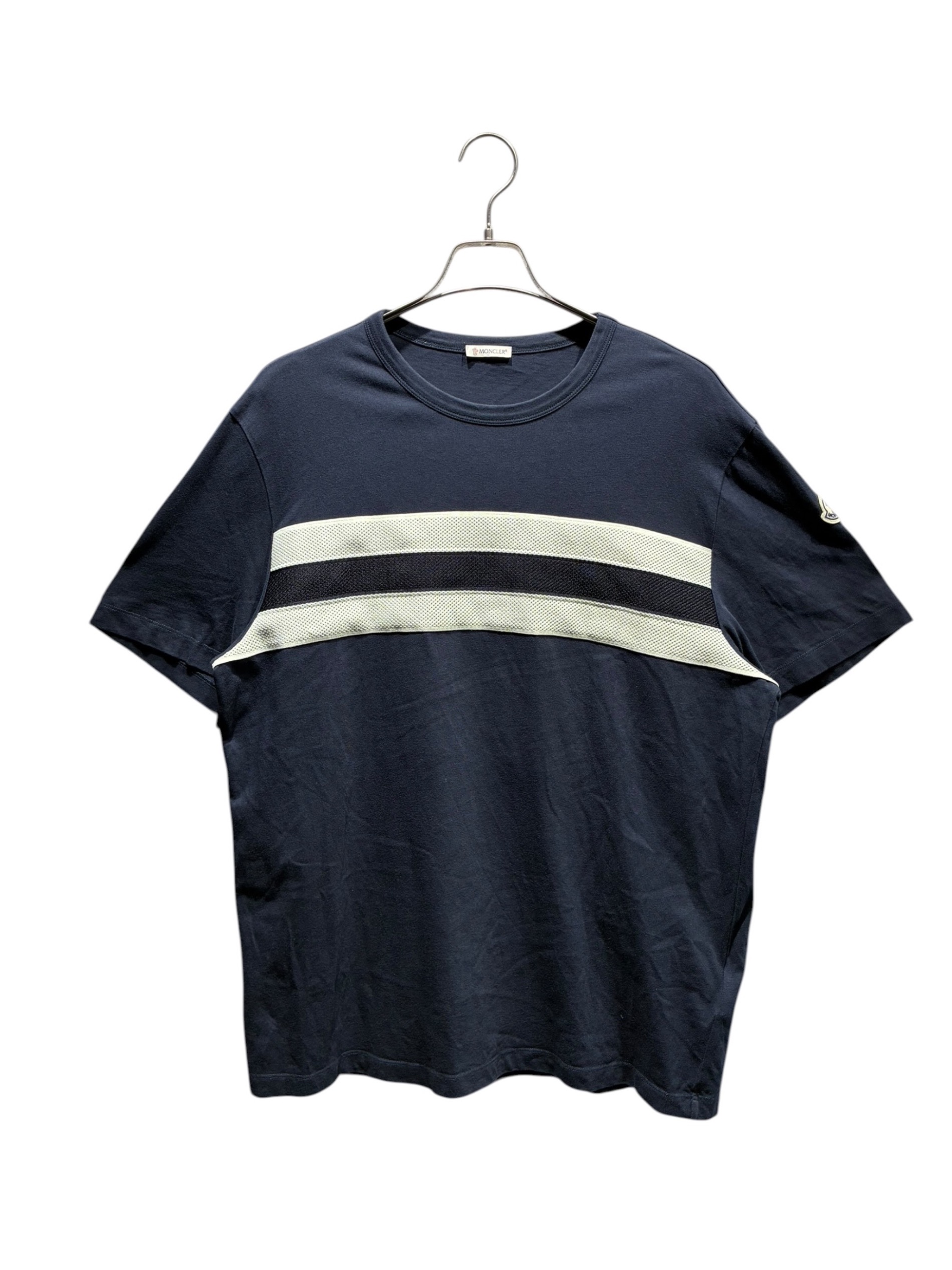 モンクレール　Tシャツ　ネイビー　L 中古・古着通販】MONCLER (モンクレール) ロゴTシャツ ネイビー サイズ