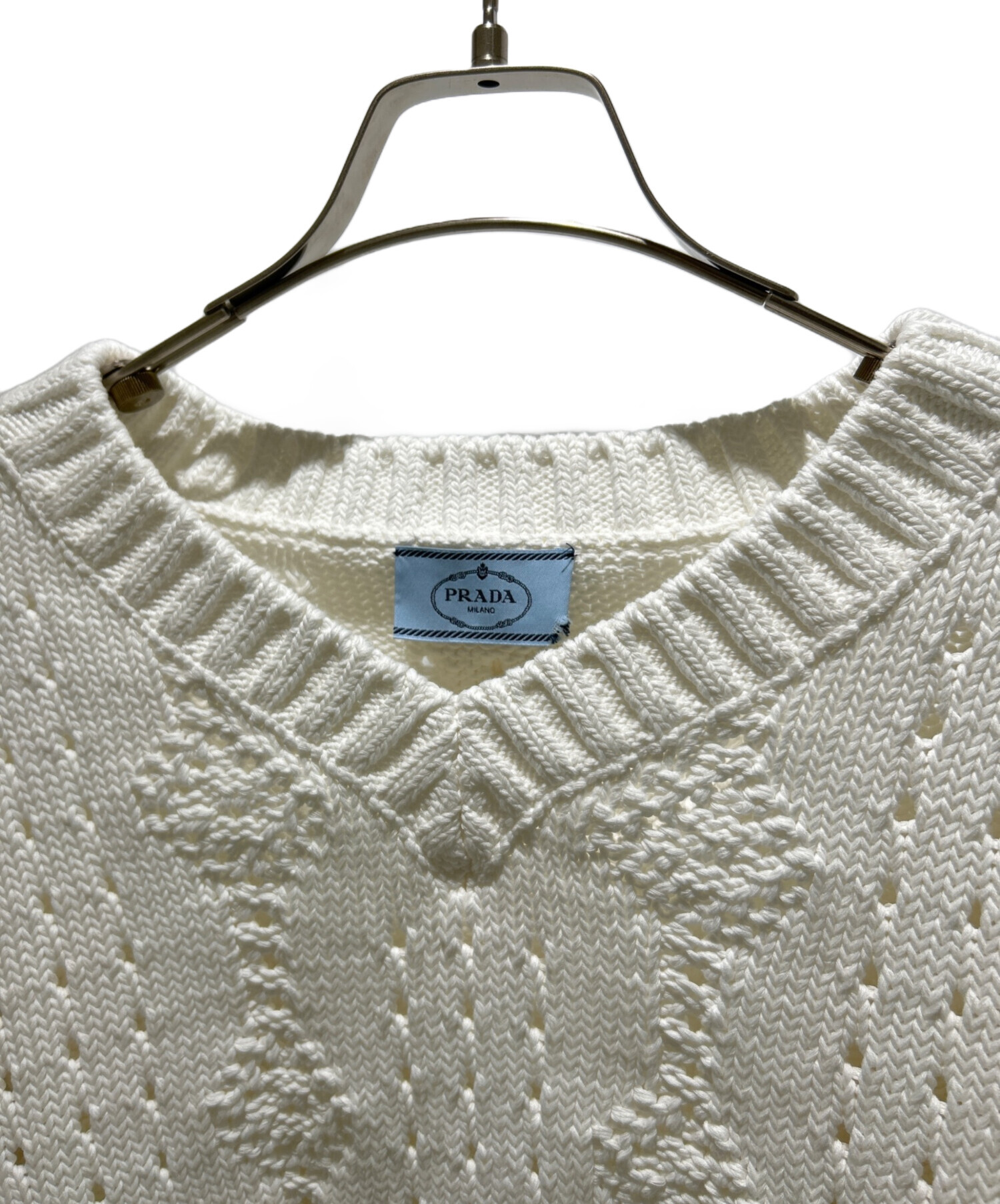 中古・古着通販】PRADA (プラダ) トライアングルロゴVネックケーブル