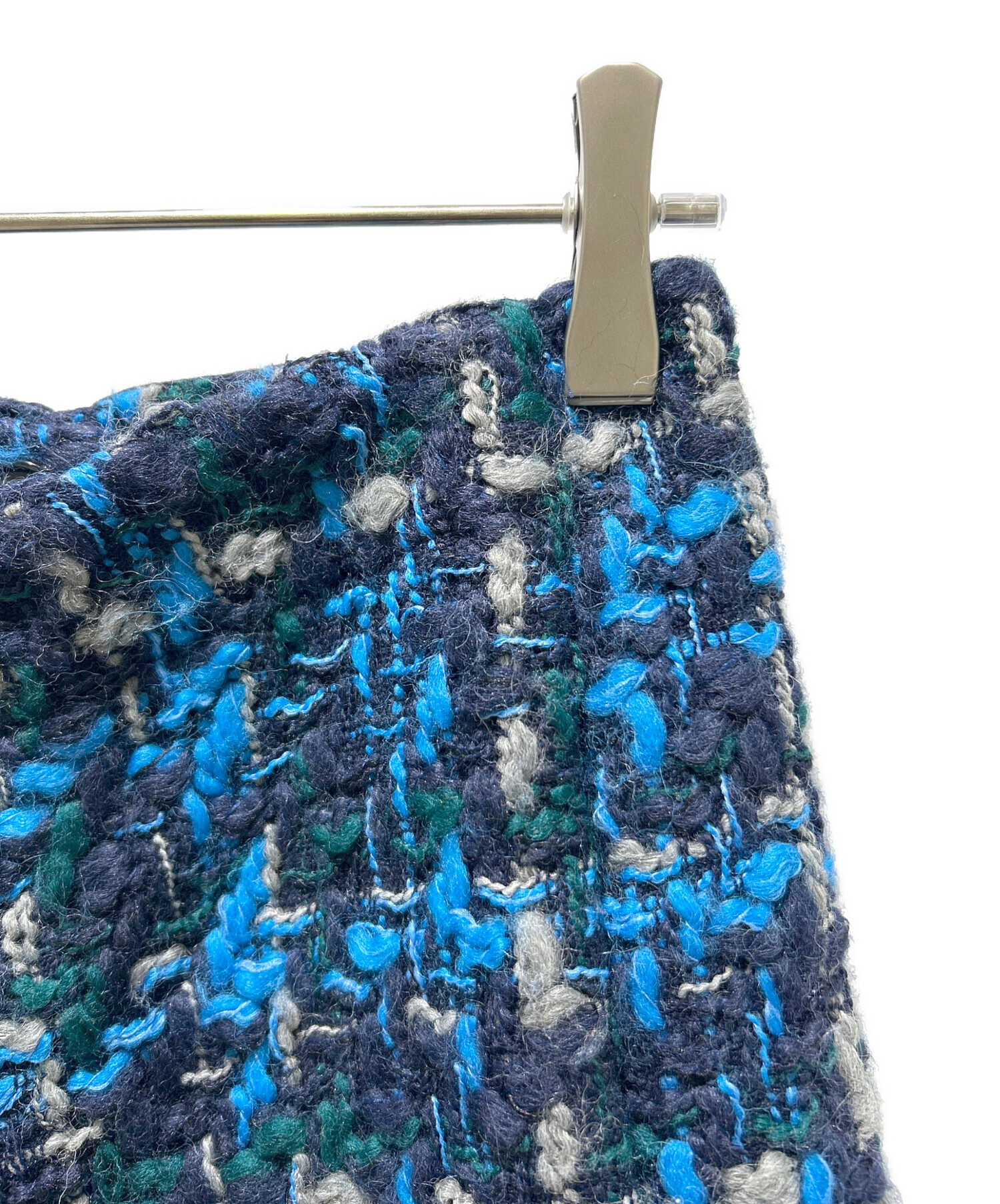 中古・古着通販】DRAWER (ドゥロワー) BLUE ツイードスカート ブルー