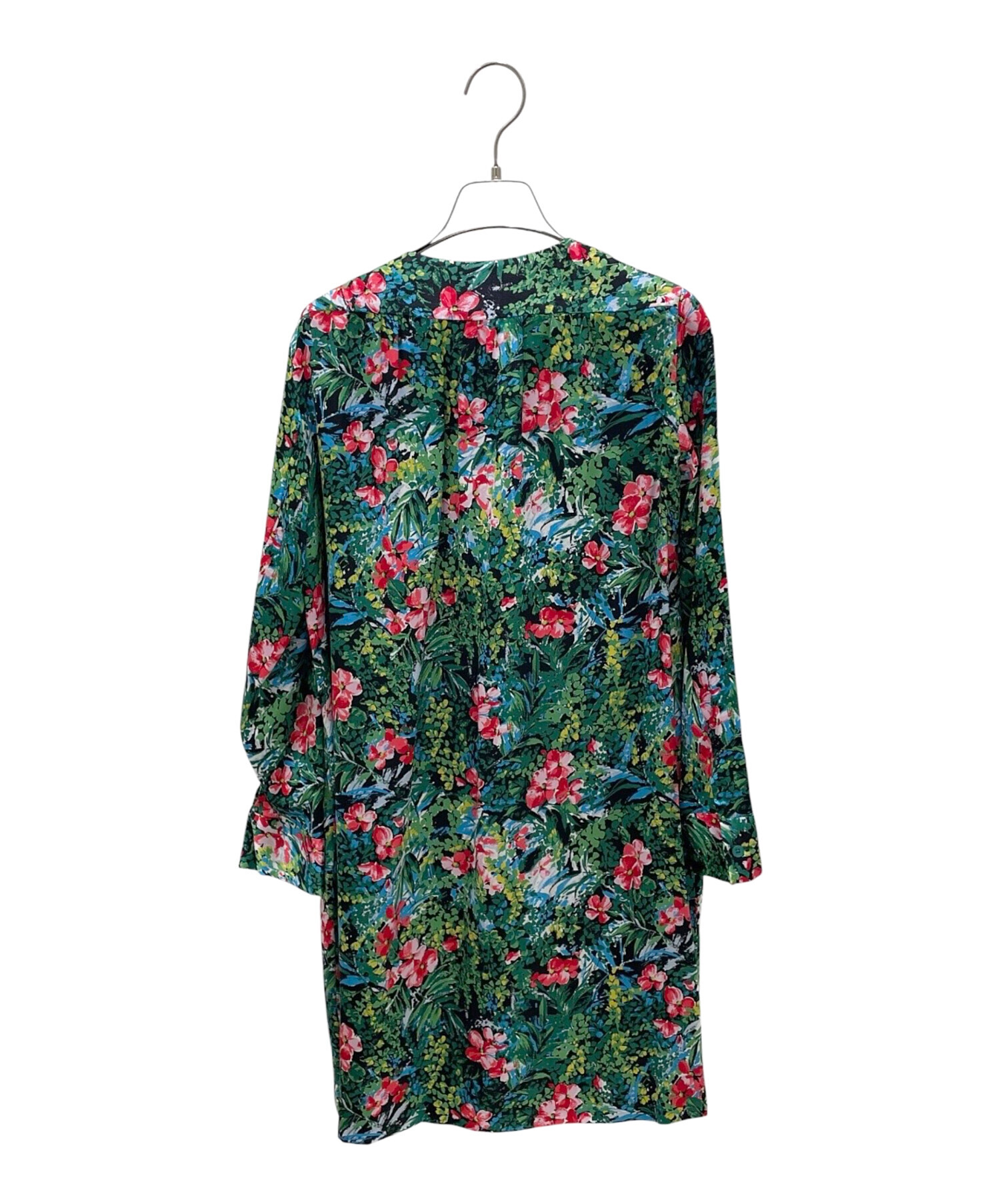 中古・古着通販】DRAWER (ドゥロワー) 花柄シルクワンピース グリーン