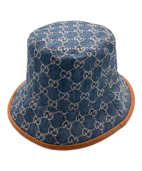 エコ GUCCI ウォッシュド デニム ワイド ブリム ハット Mサイズ エコ GUCCI ウォッシュド デニム ワイド ブリム ハット Mサイズ