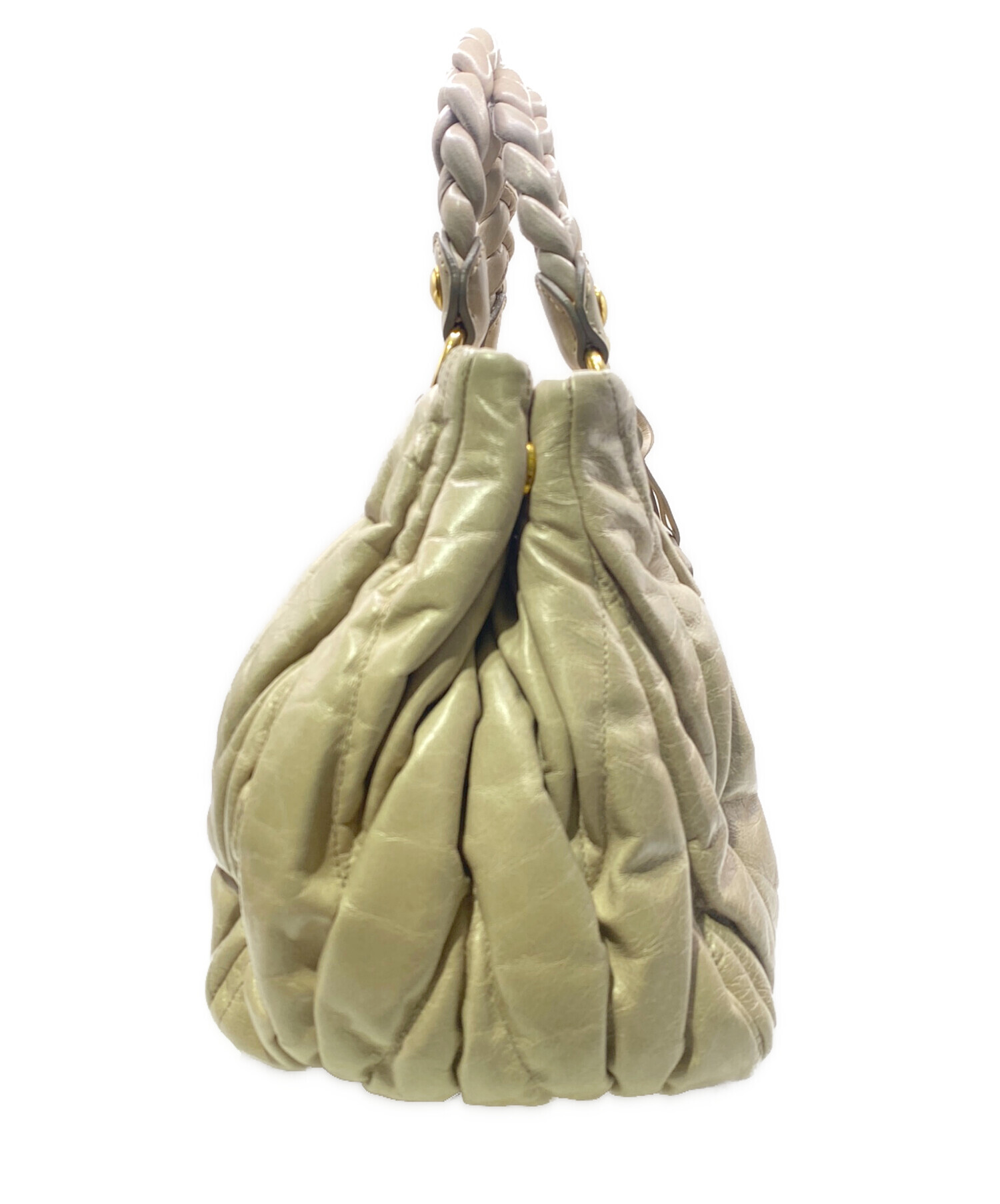miu miu マテラッセ ハンドバッグ ベージュ 中古・古着通販】MIU MIU (ミュウミュウ) マテラッセハンドバッグ