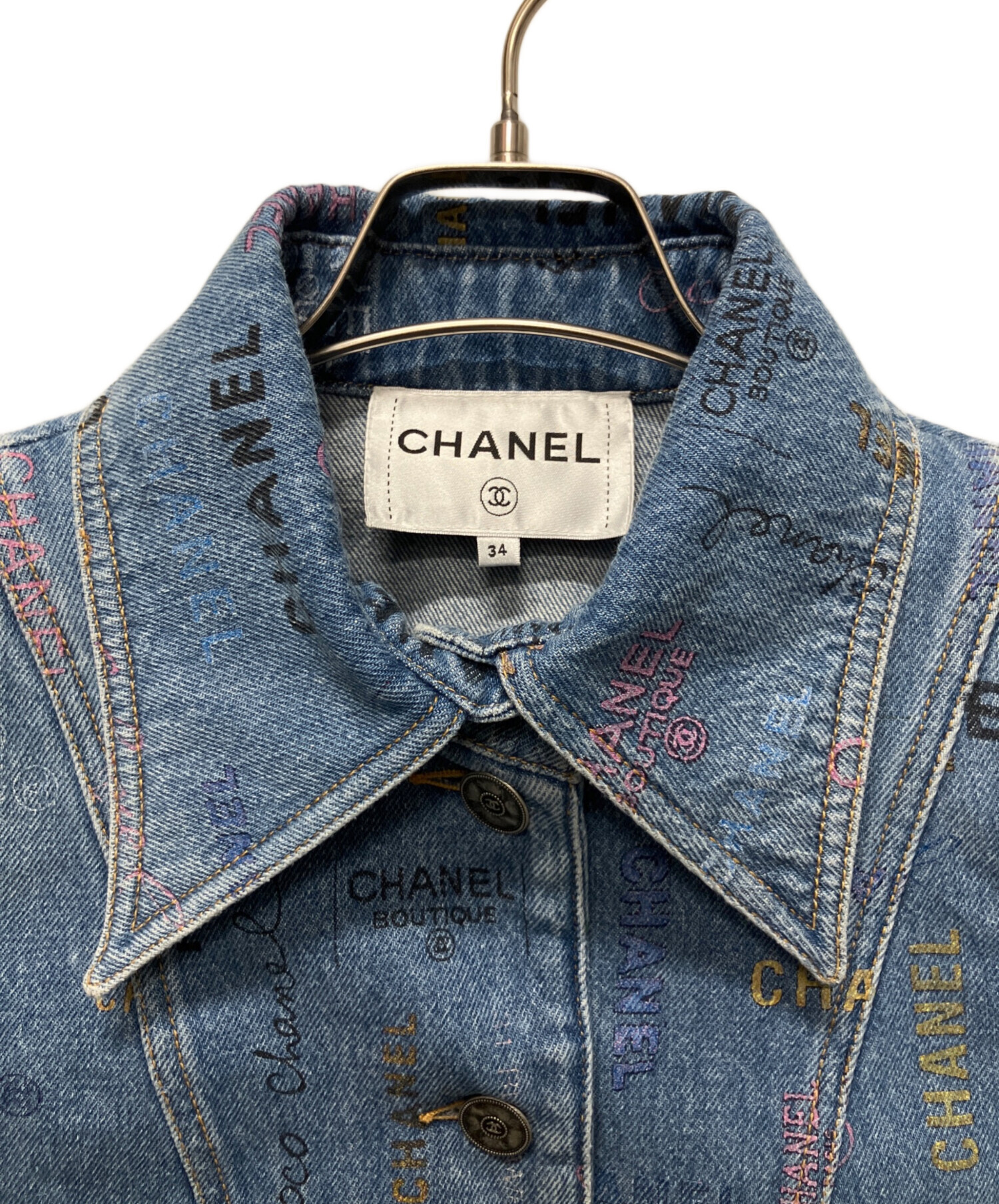 CHANEL ココマーク　ココボタン　デニム　ジャケット　03P 21187 中古・古着通販】CHANEL (シャネル) ココボタン ロゴプリントデニム